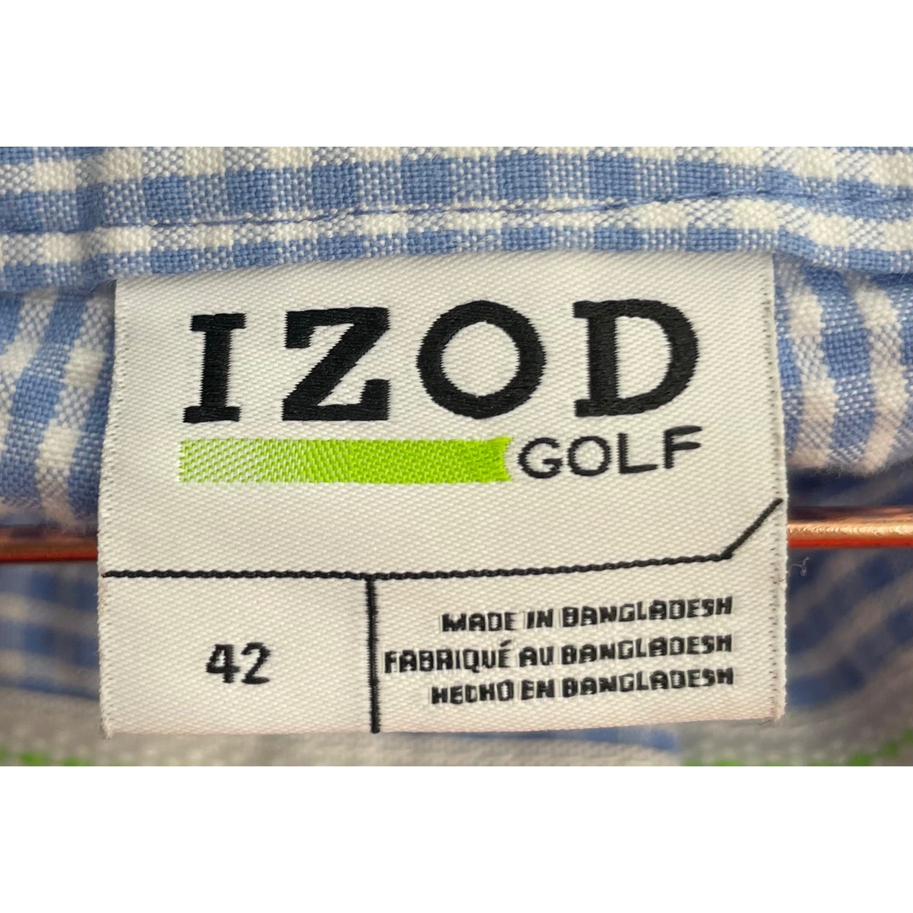 Izod Golf Men's Size 42 Blue & White Seersucker Checked Golf Shorts