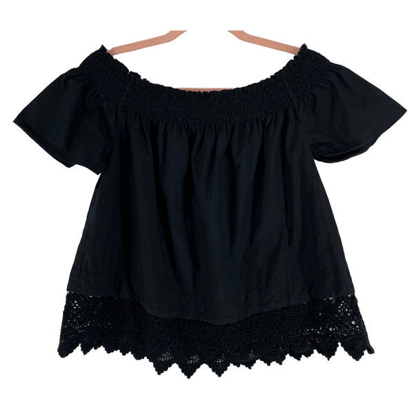 Who What Wear Women's Size XS Black Off-The-Shoulder Top