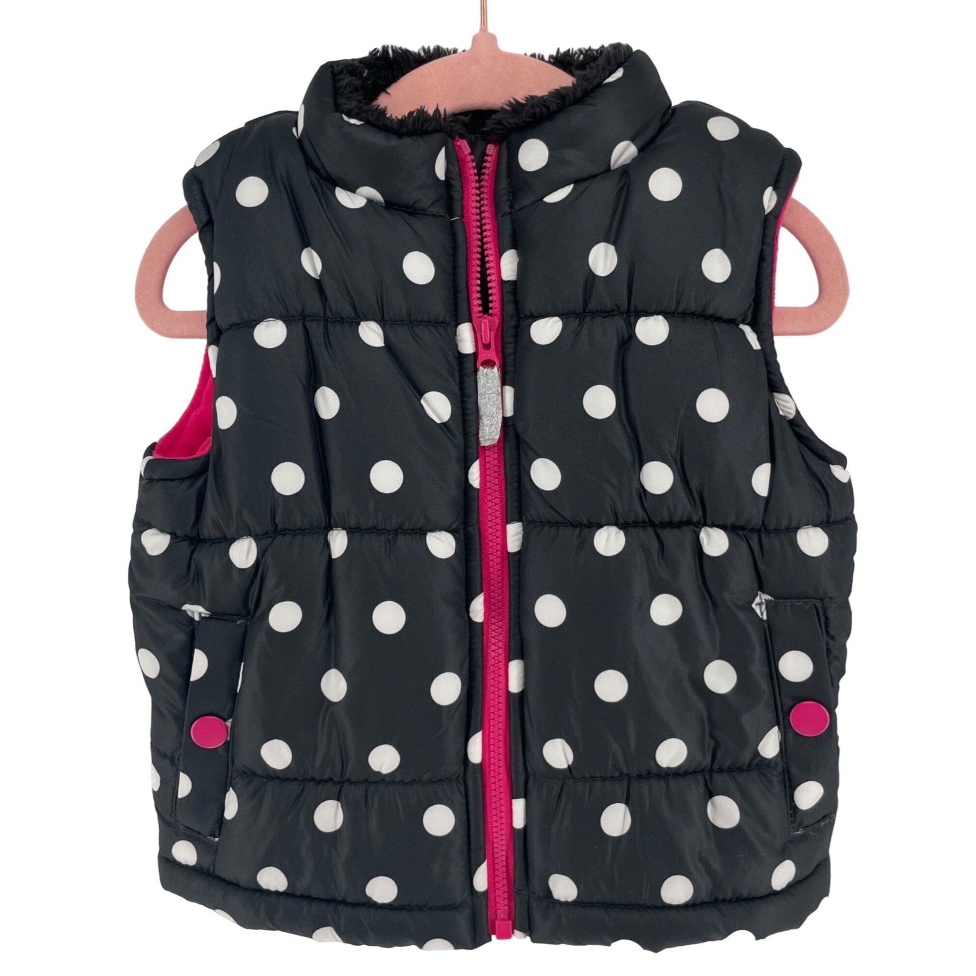 Carter's Girl's Baby Size 18 Months Black/White/Pink Puffer Coat Vest