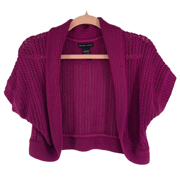 New York & Company Women's Size XL Magenta Cropped Knit Cardigan