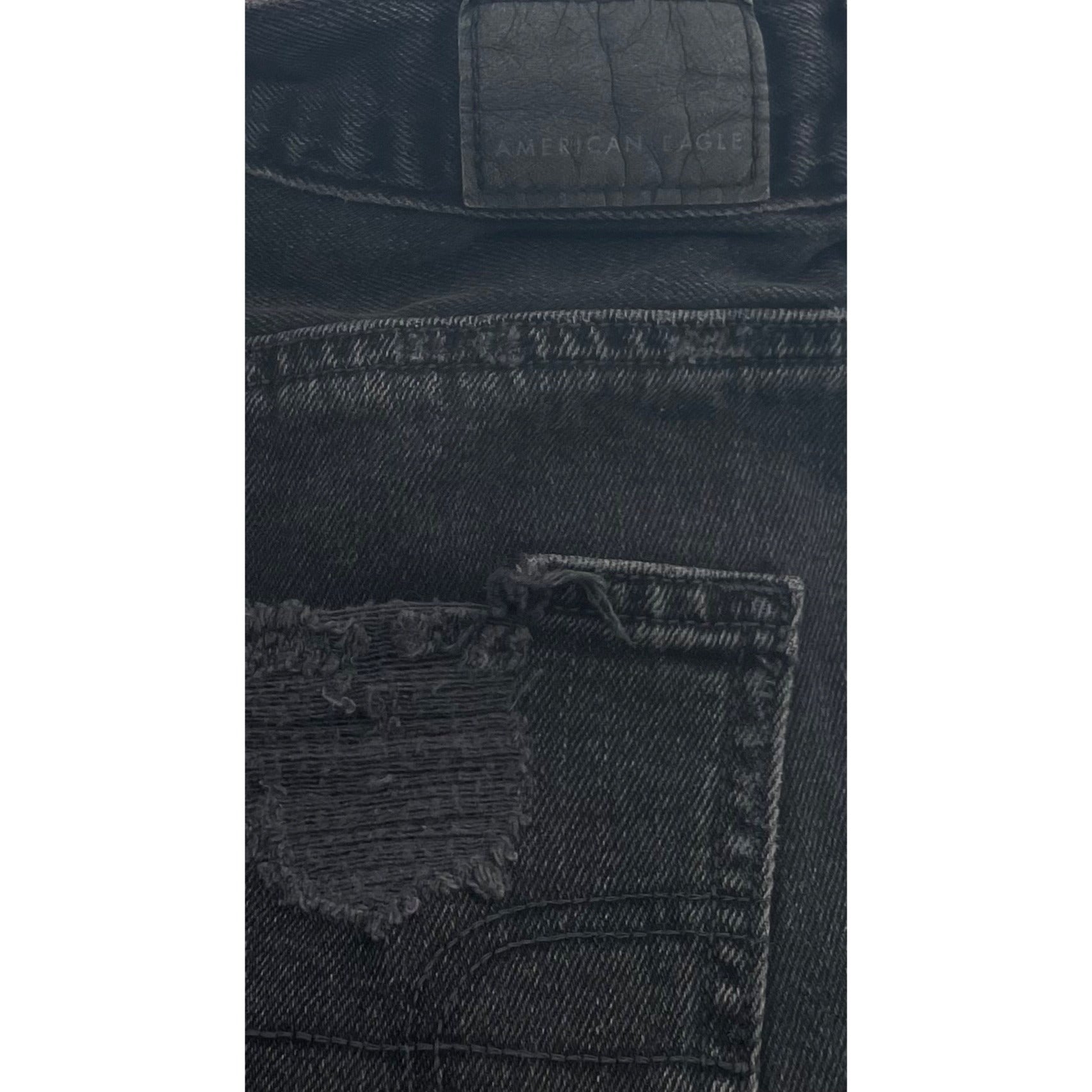 American Eagle Women's Size 6 Black Distressed Denim Roll-Up Shorts