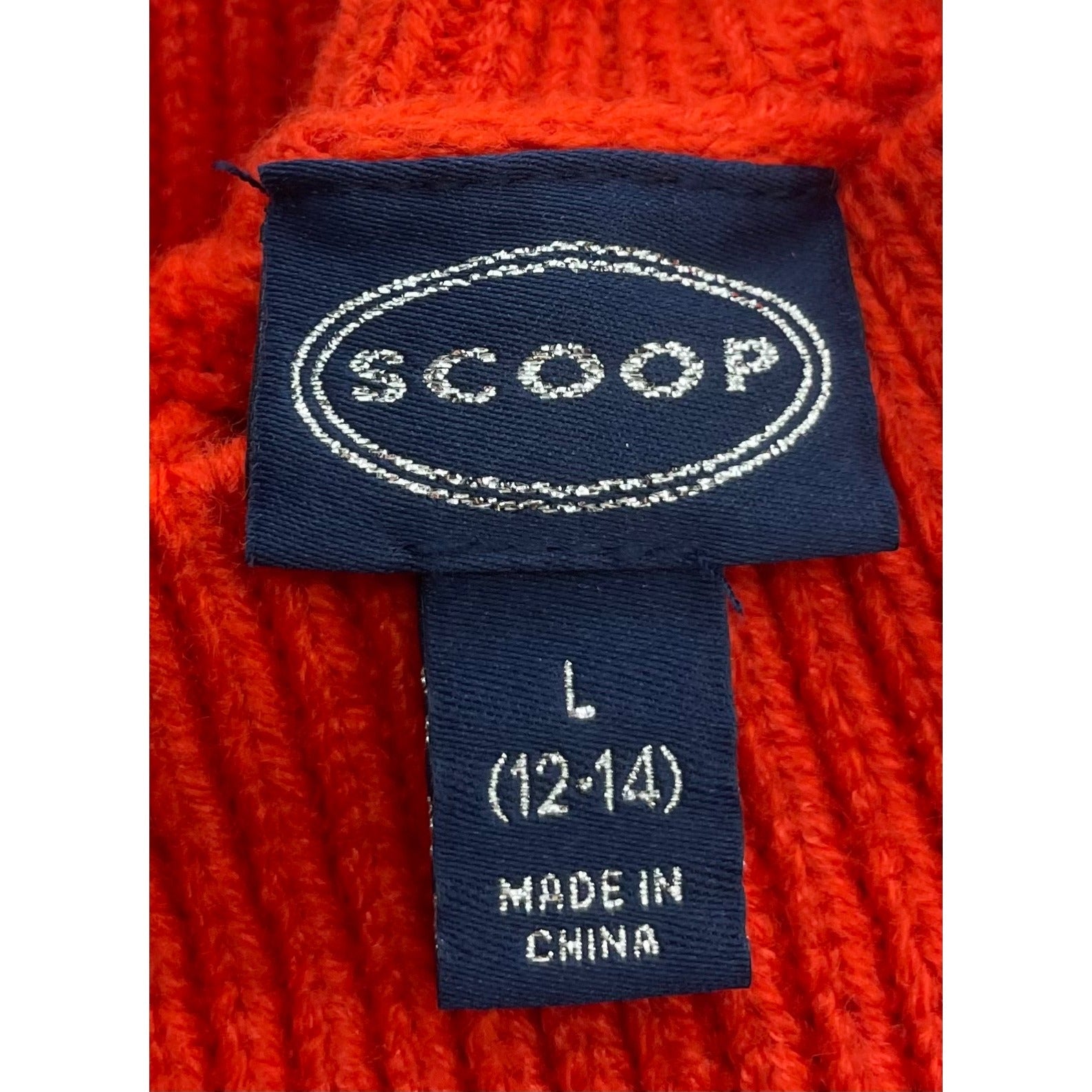 Scoop Girl's Size 12-14 Orange Turtleneck Cableknit Sweater