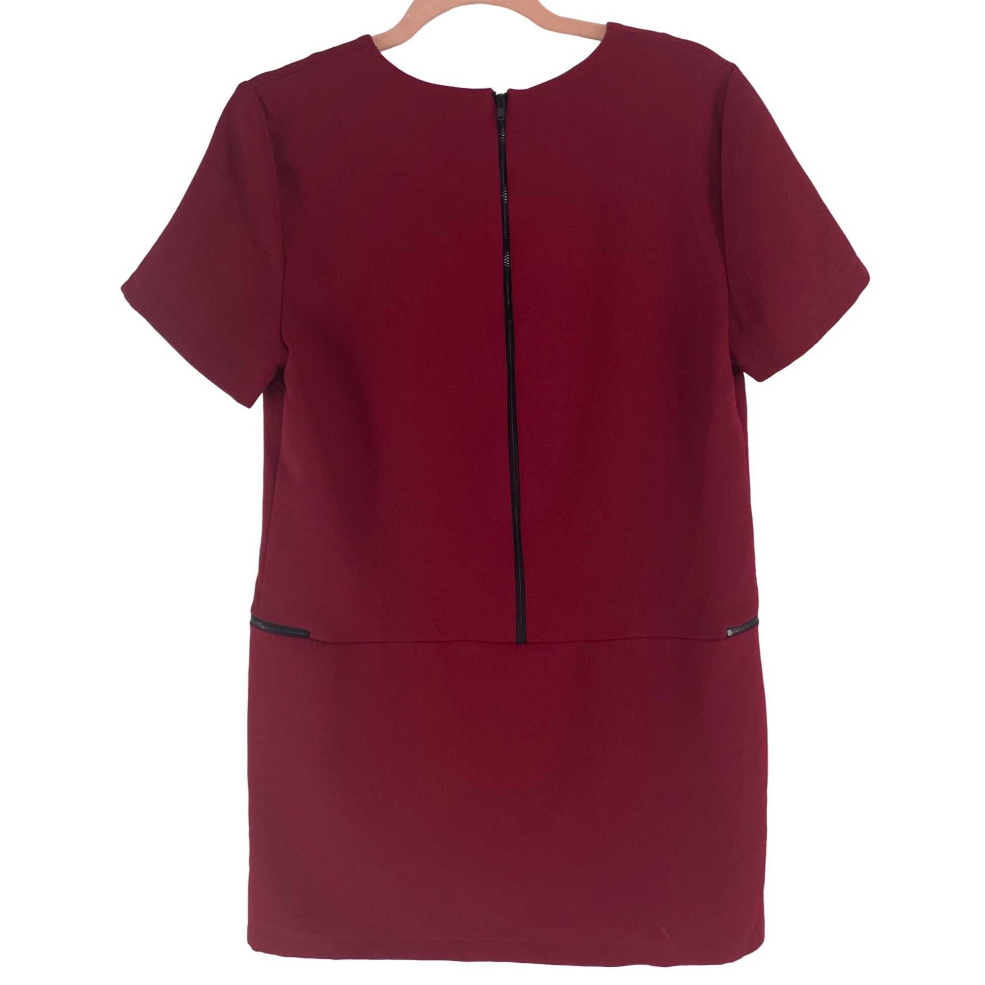 Topshop Women's Size 8 Maroon/Burgundy V-Neck Mini Sheath Dress