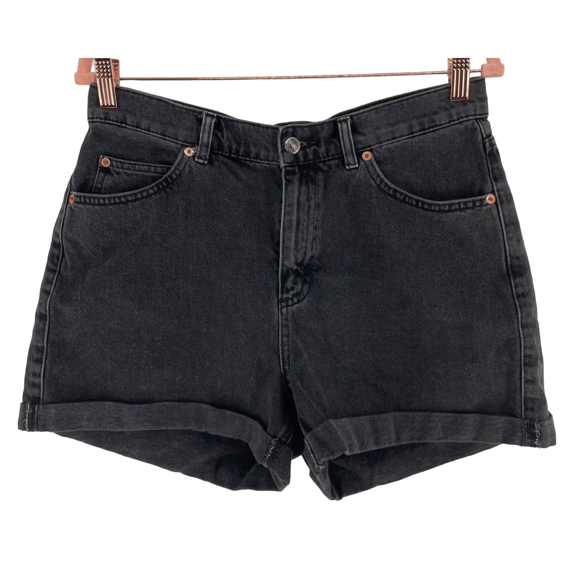 Topshop Women's Size 10 MOM Slate Grey Denim Roll-Up Jean Shorts