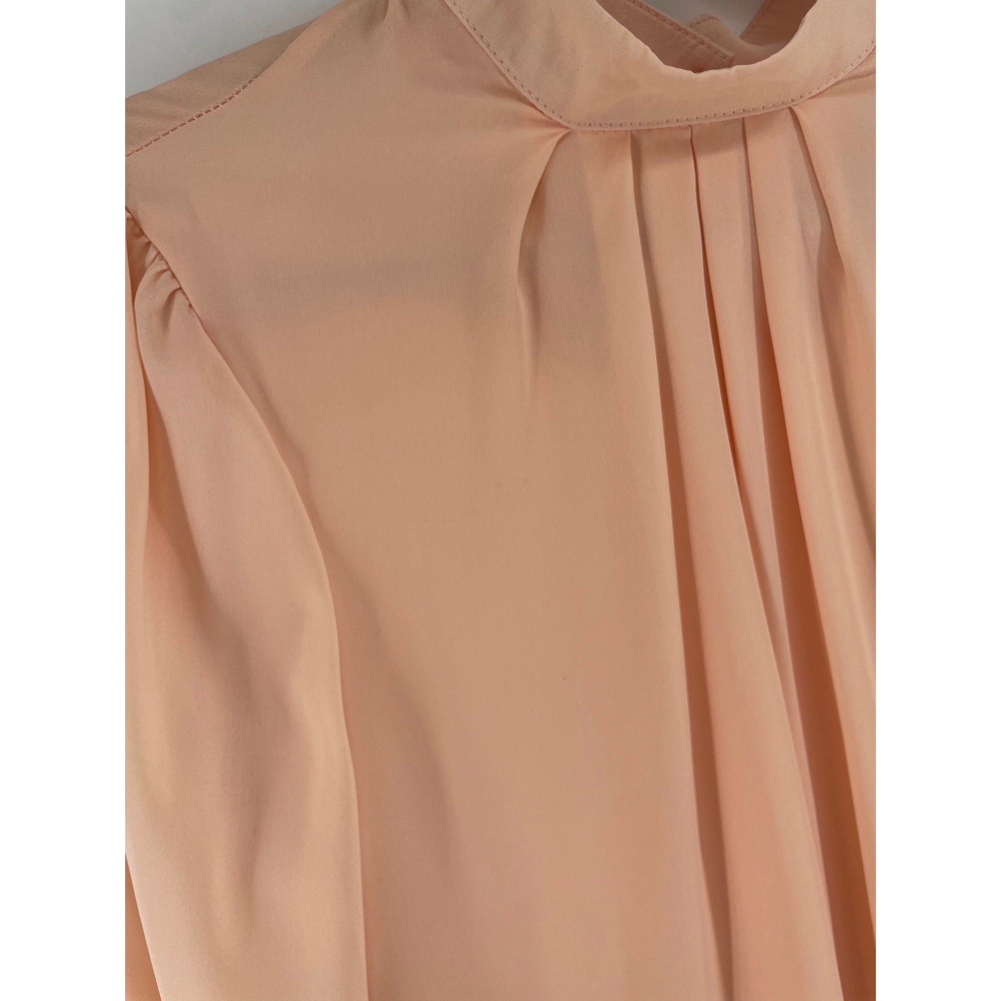 Women's Size Large Peach Long-Sleeved Sheer Blouse