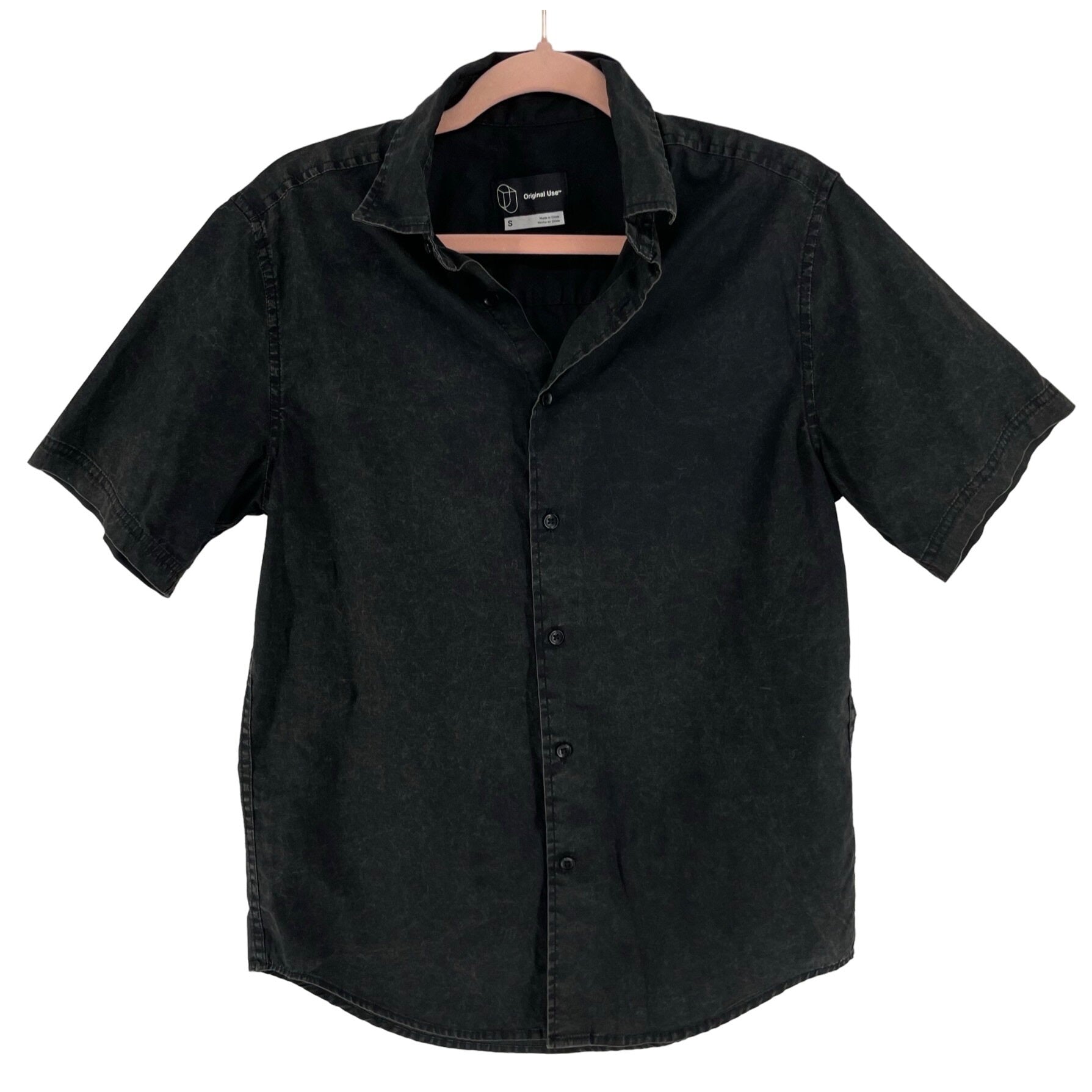 Original Use Men's Size Small Charcoal Dark Grey Short-Sleeved Button-Down Shirt