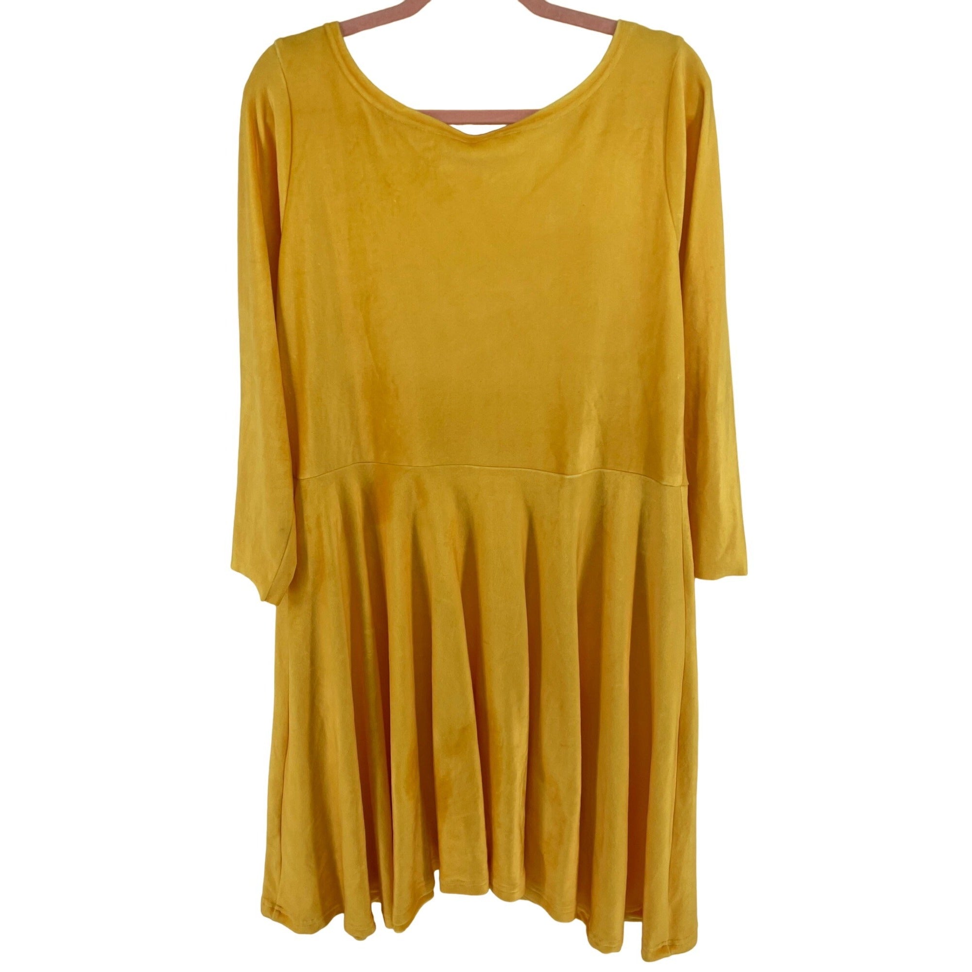 Women's Size XL Yellow Ultra-Plush A-Line Stretchy Dress