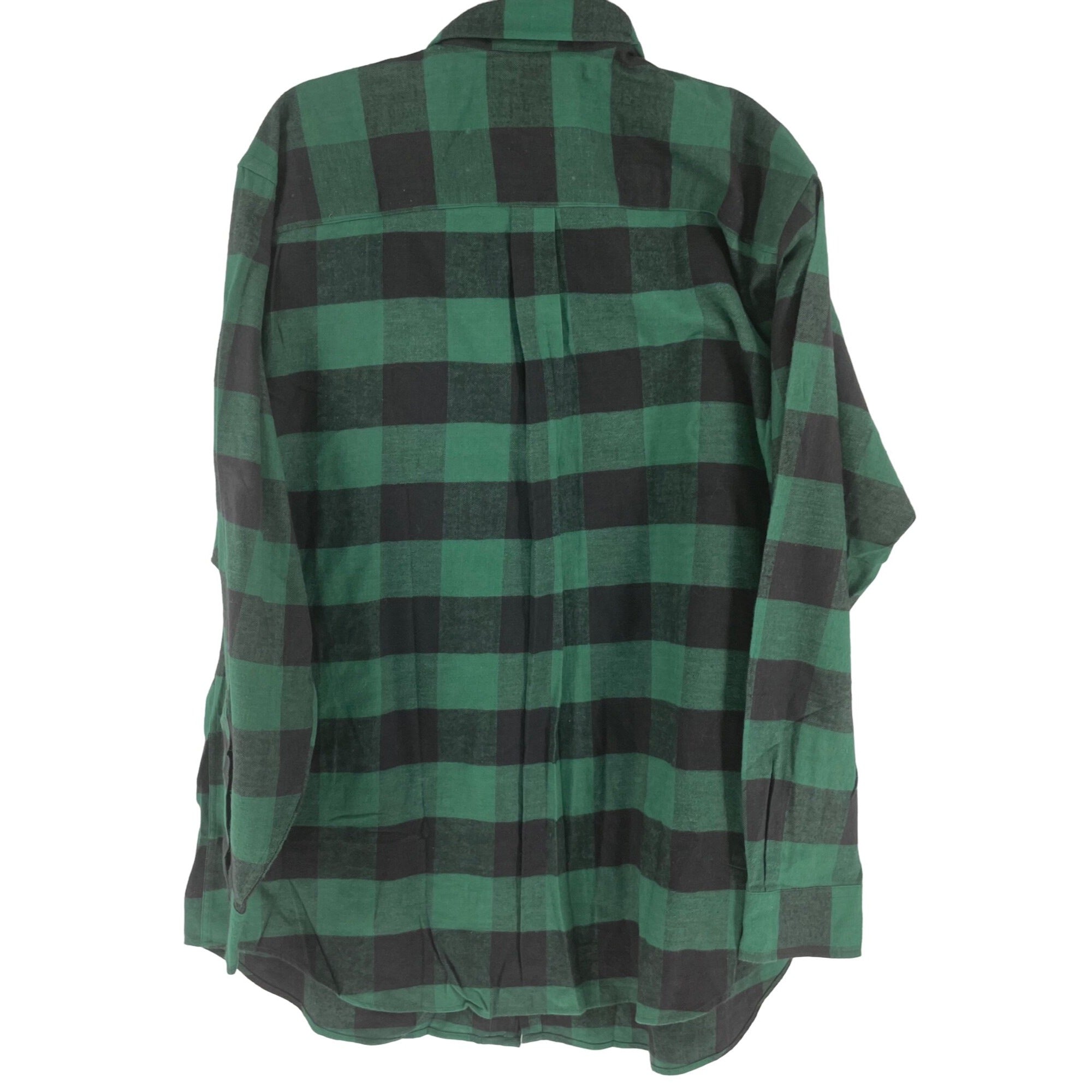 NWT The Great Plains Men's Size XL Green & Black Checkered Plaid Button-Down Flannel Shirt