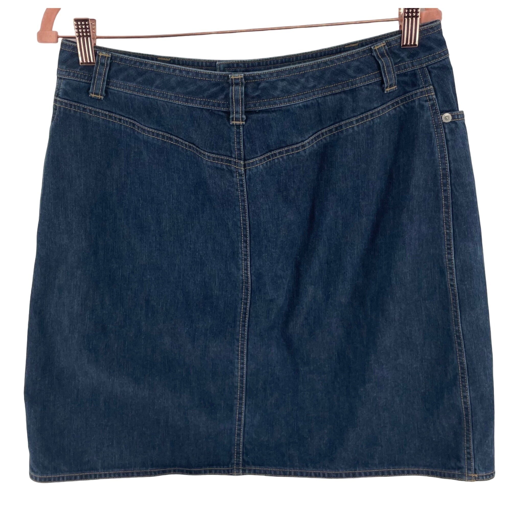 Land's End Women's Size 12P Dark Wash Denim Mini Skirt