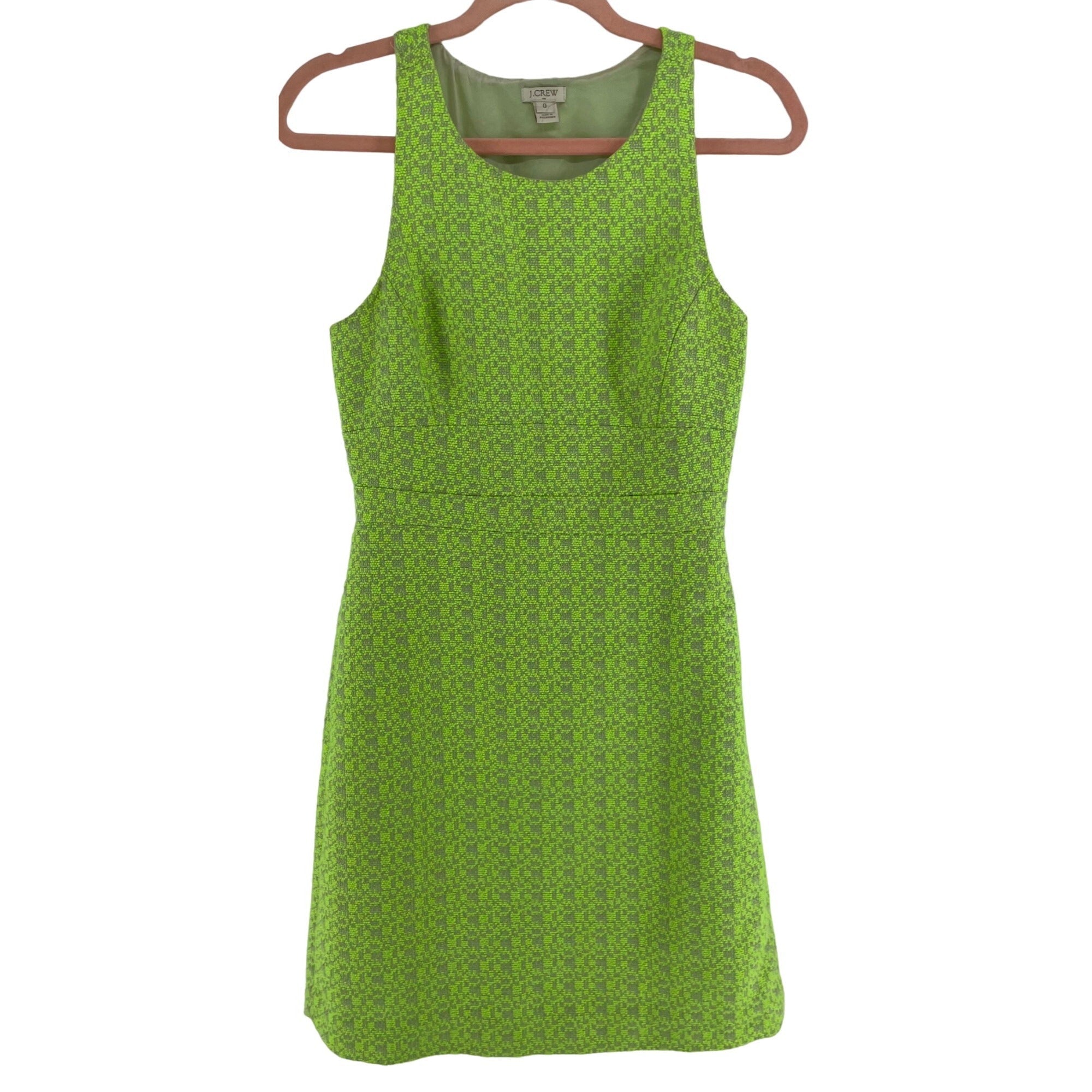 J. Crew Women's Size 0 Neon Yellow & Grey Sleeveless Tweed Dress