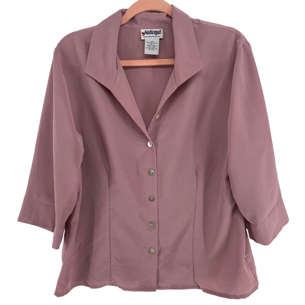 National Women's Size 16 Women's Mauve Pink 3/4 Quarter Length Sleeve Blouse