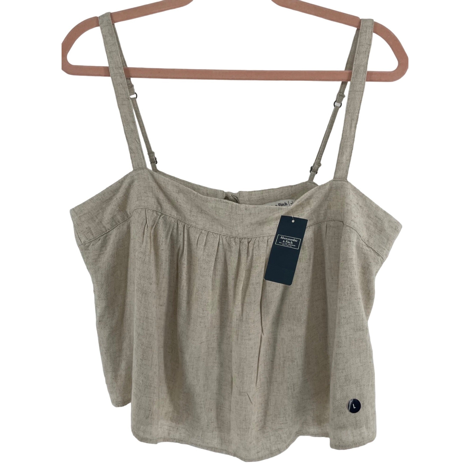 NWT Abercrombie & Fitch Women's Size Large Tan Linen Blend Top