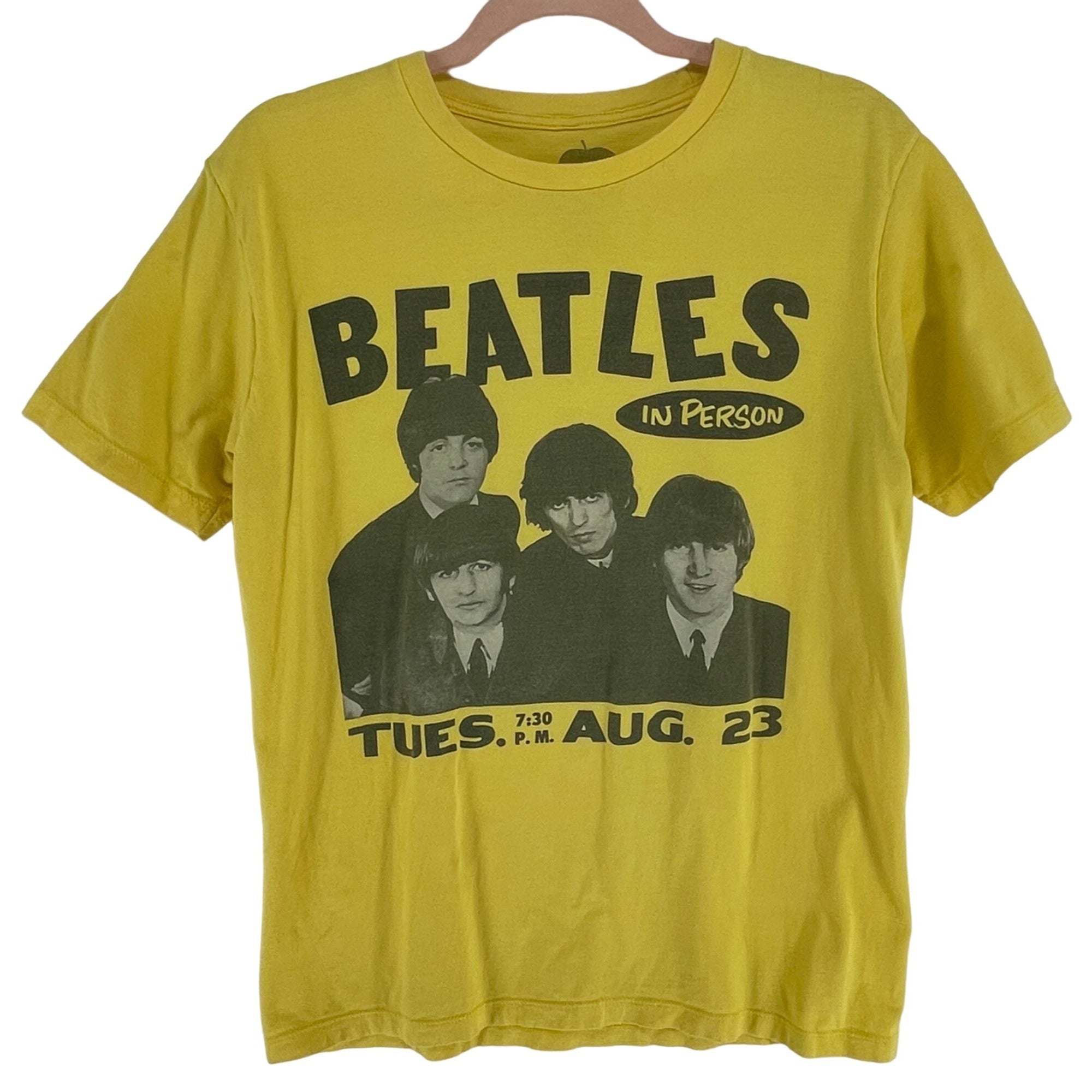 The Beatles Men's Size Medium Yellow/Grey Crew Neck Graphic "Beatles" T-Shirt