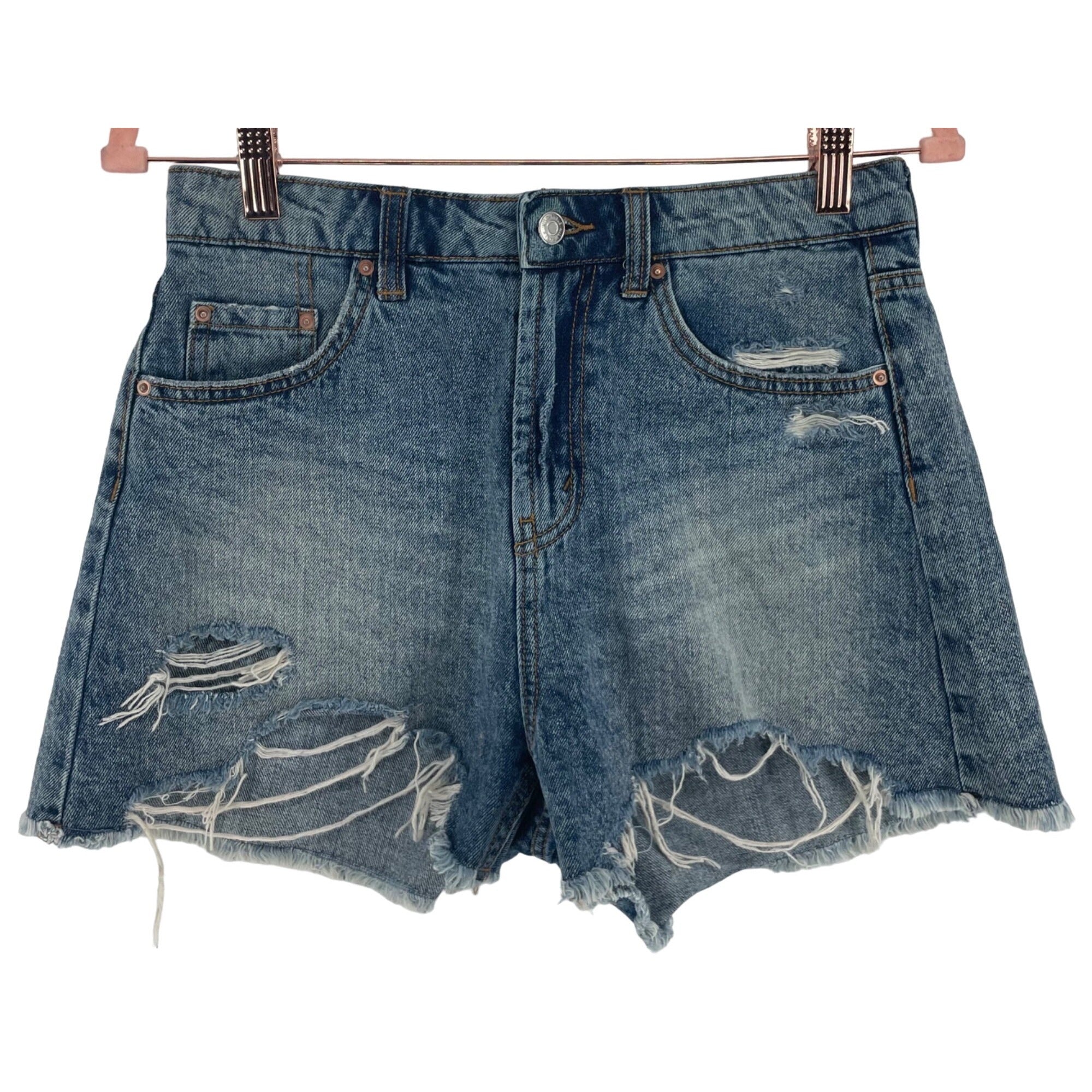 Wild Fable Women's Size 6 High Rise Distressed Fringe Blue Jean Denim Shorts