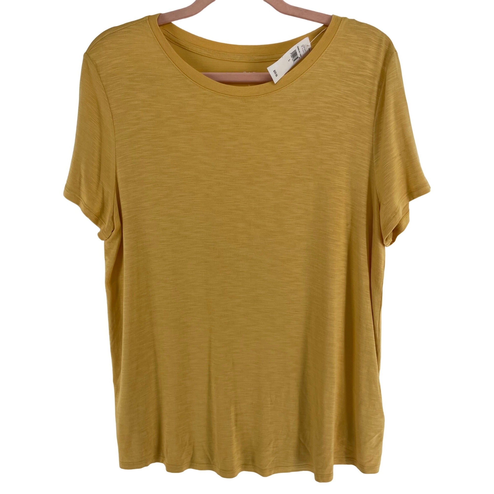 NWT GAP Women's Size Large Mustard Yellow Crew Neck T-Shirt