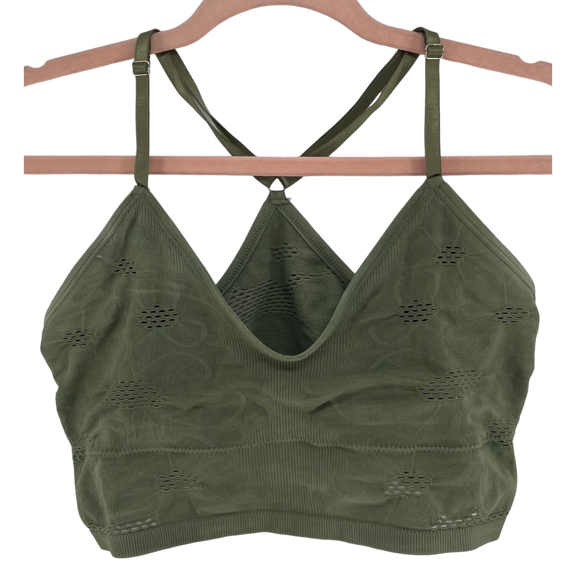 Women's Size Medium/Large Olive Green Spaghetti Strap Stretchy Bralette