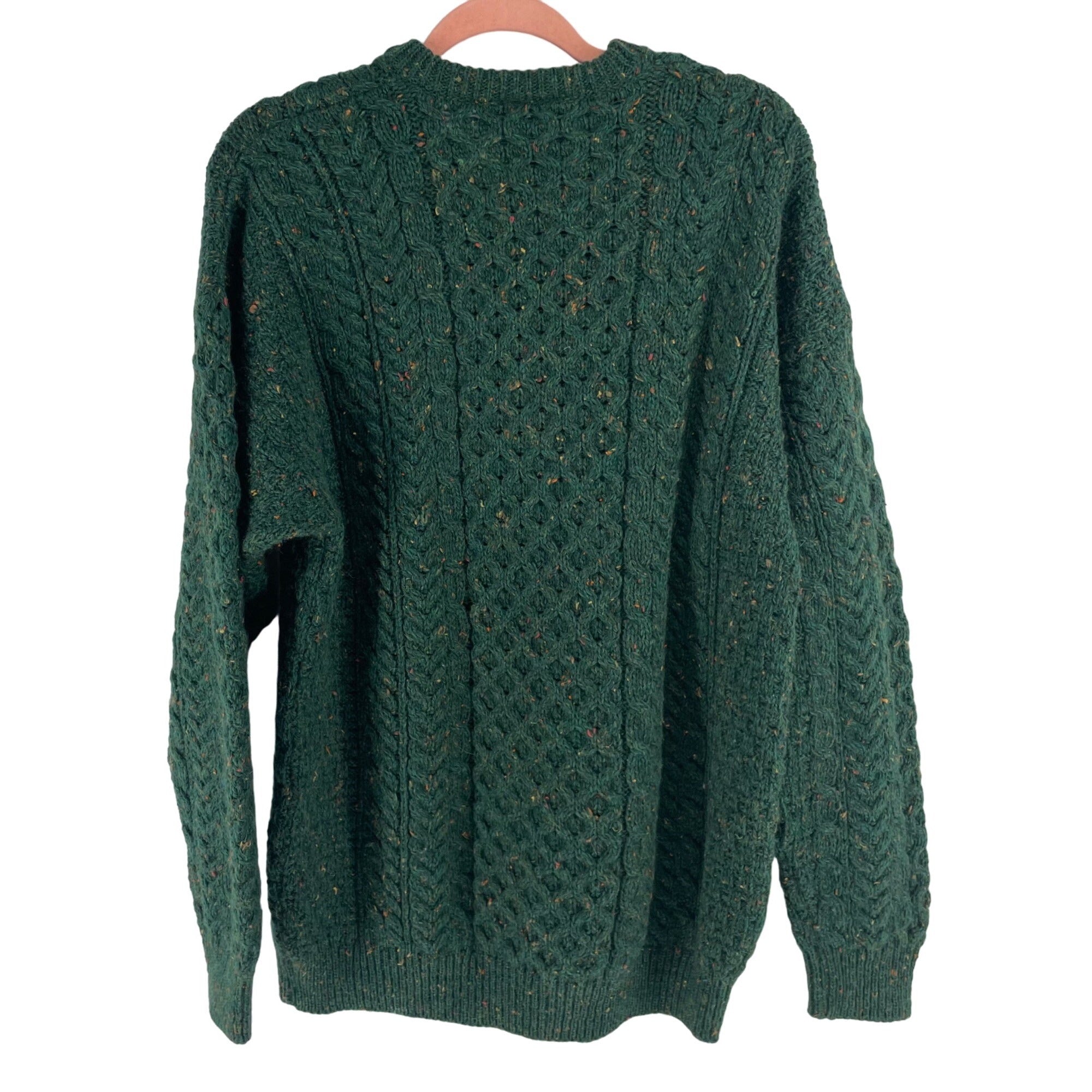 Connemara Knitwear Men's Size Large Forest Green 100% Wool Crew Neck Sweater