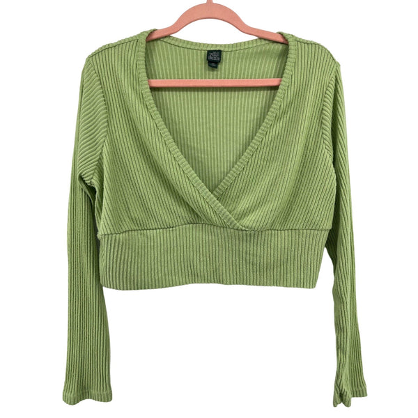 Wild Fable Women's Size XXL Lime Green Super Soft V-Neck Cropped Sweater