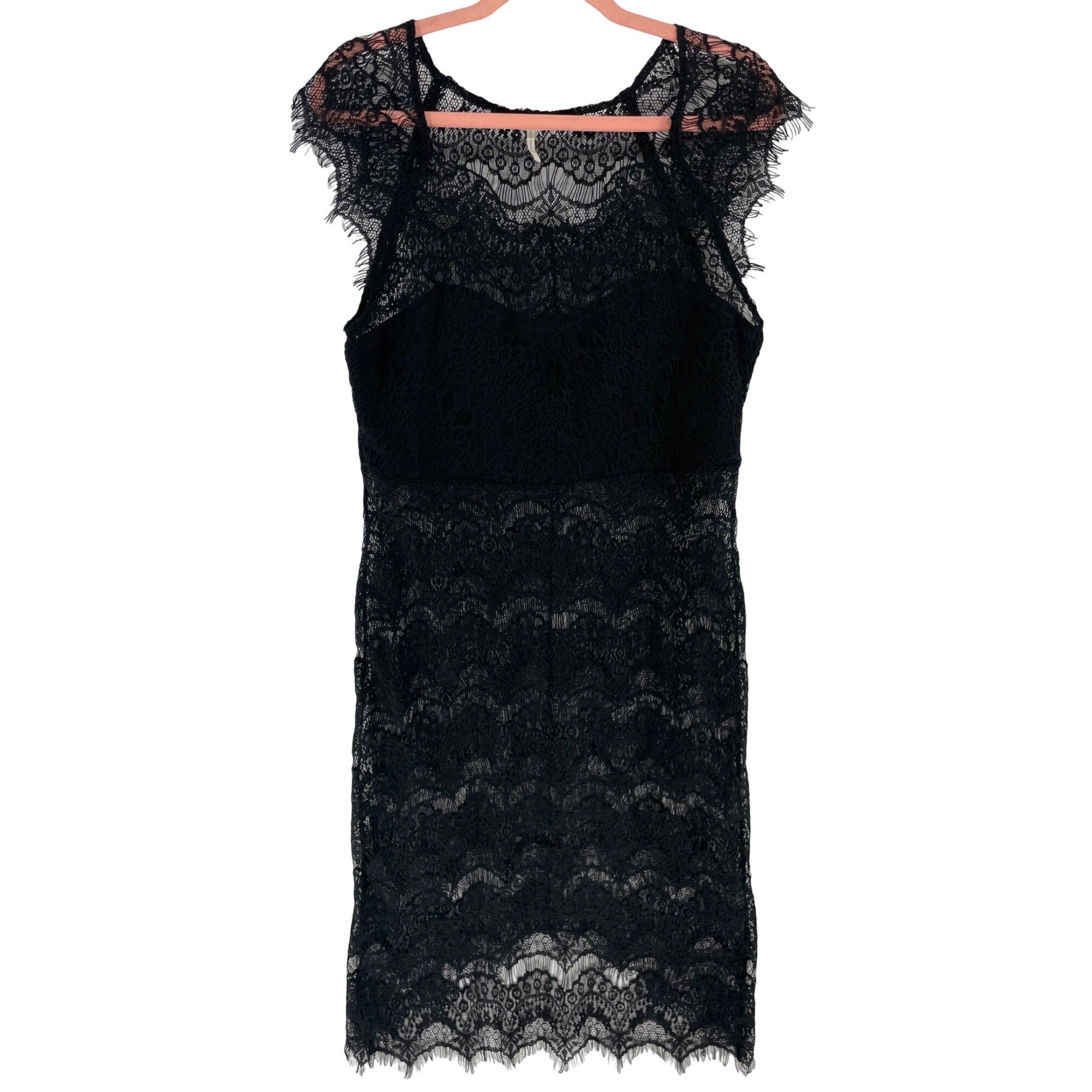 Free People Intimately Size Large Black Sheer Lace Midi Dress