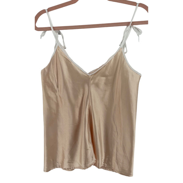 Women's Size Small Silky Satin Peach-Colored Cami W/ White Tie-String Straps