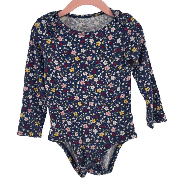 H&M Girl's Baby Size 24 Months Navy Blue/Multi-Colored Floral Onesie