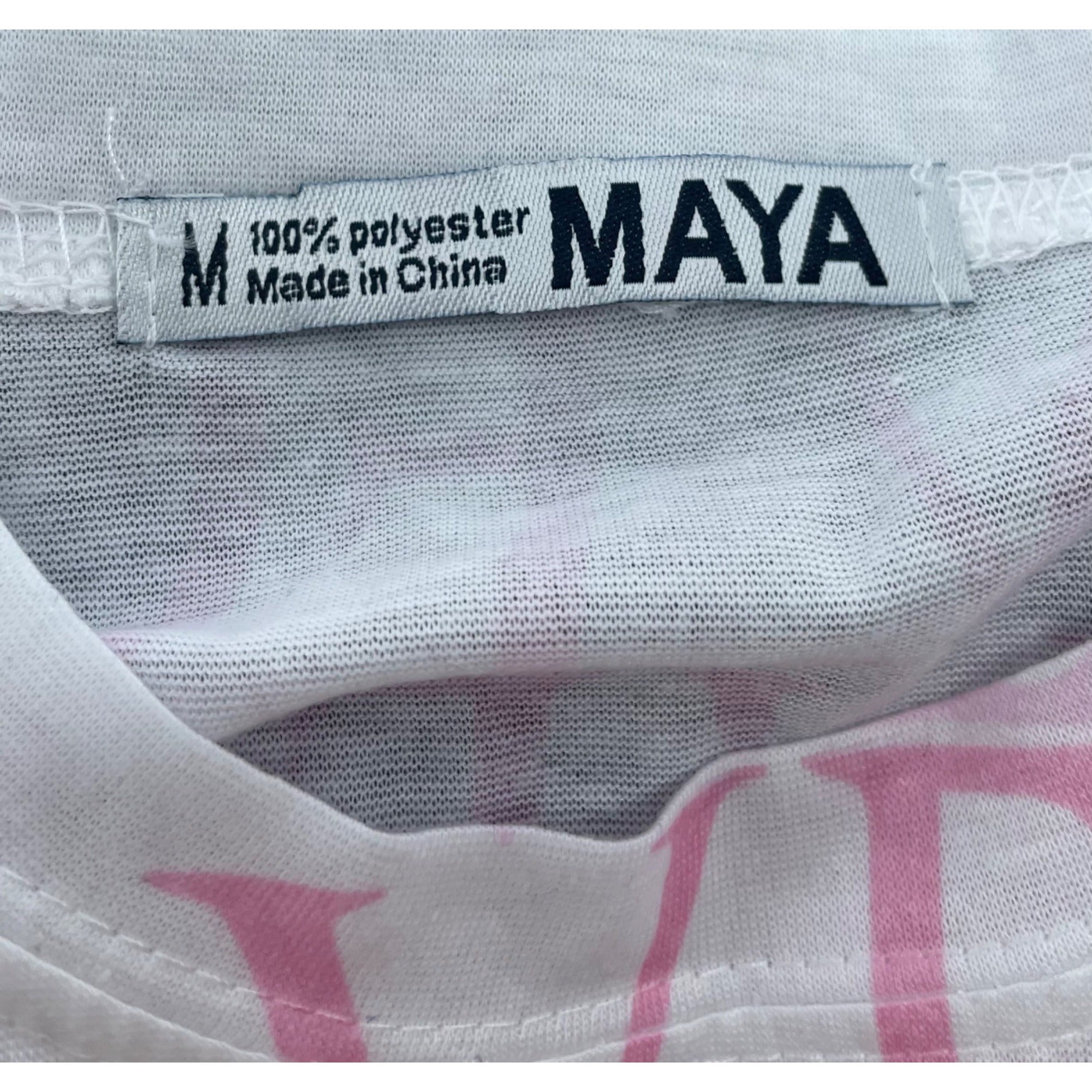 NWOT Maya Women's Size Medium Las Vegas Graphic Grey/White/Pink T-Shirt W/ Rhinestones