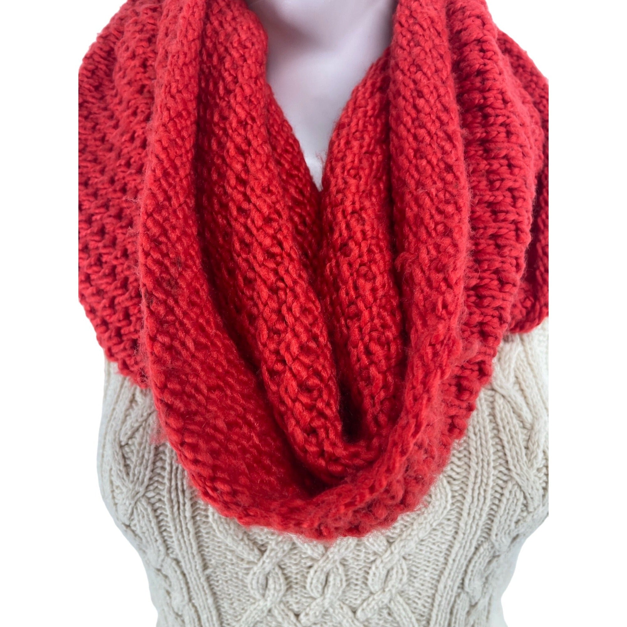 Gap Women's New Vermillion Orange Knit Infinity Loop Snood Scarf