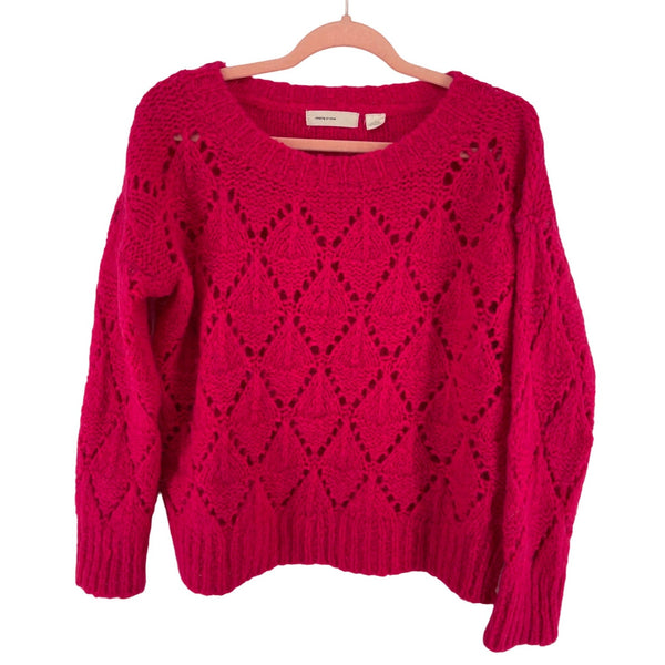 Sleeping On Snow Women's Small Fuchsia Alpaca Blend Crew Neck Sweater