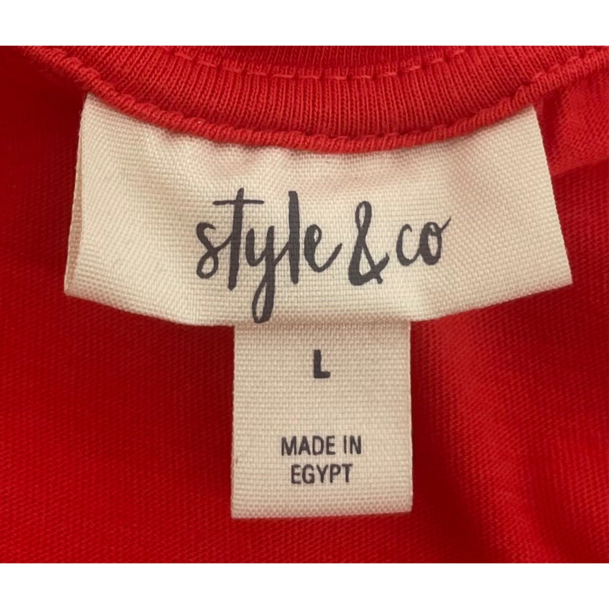 Style & Co Women's Size Large Red Crew Neck T-Shirt