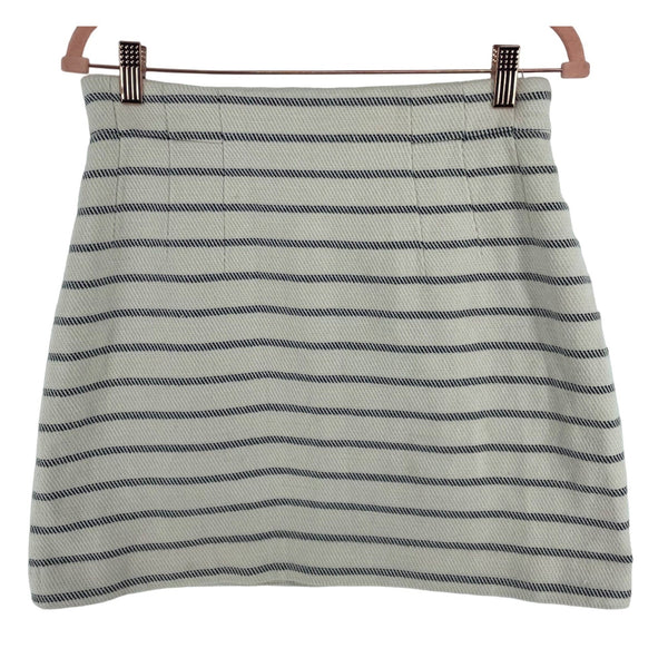 H&M Women's Size 10 Cream/White/Black Tweed Striped Summer Mini Skirt