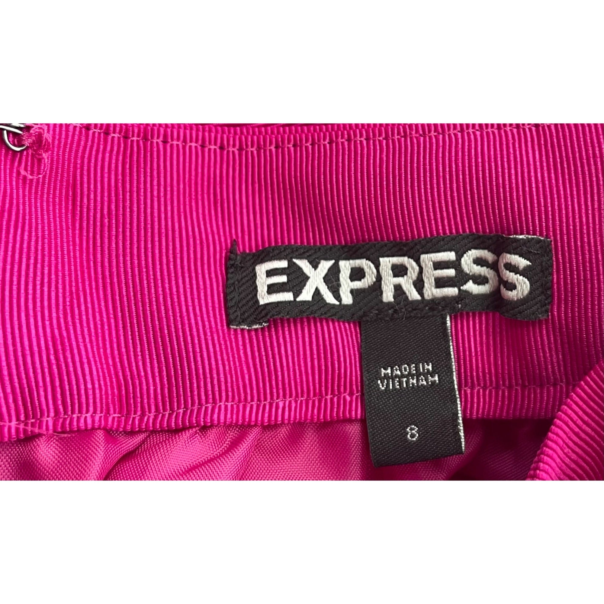 Express Women's Size 8 Women's Fuchsia Pink Pleated A-Line Midi Skirt