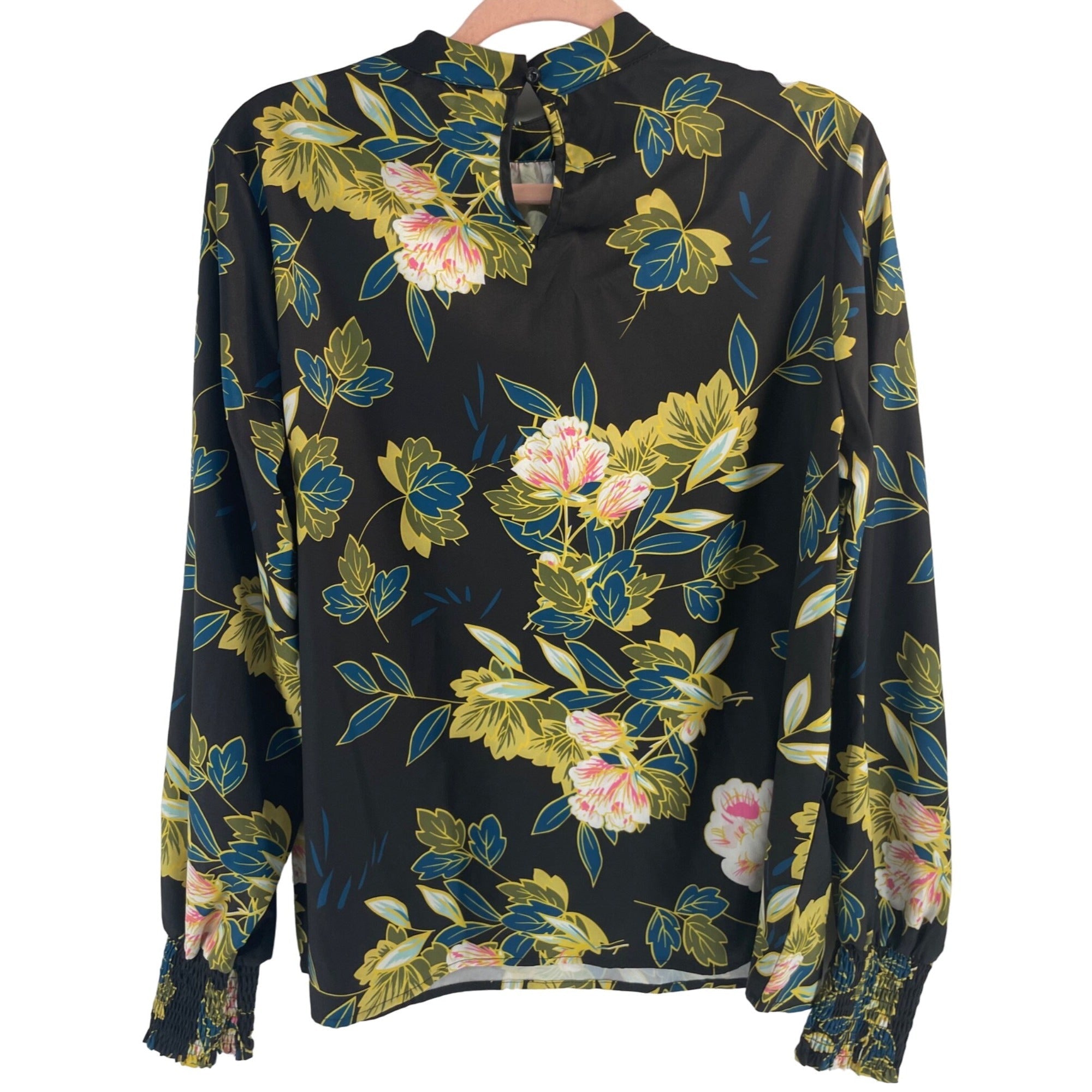 Shein Women's Size XL Black/Multi-Colored Floral Long-Sleeved Blouse