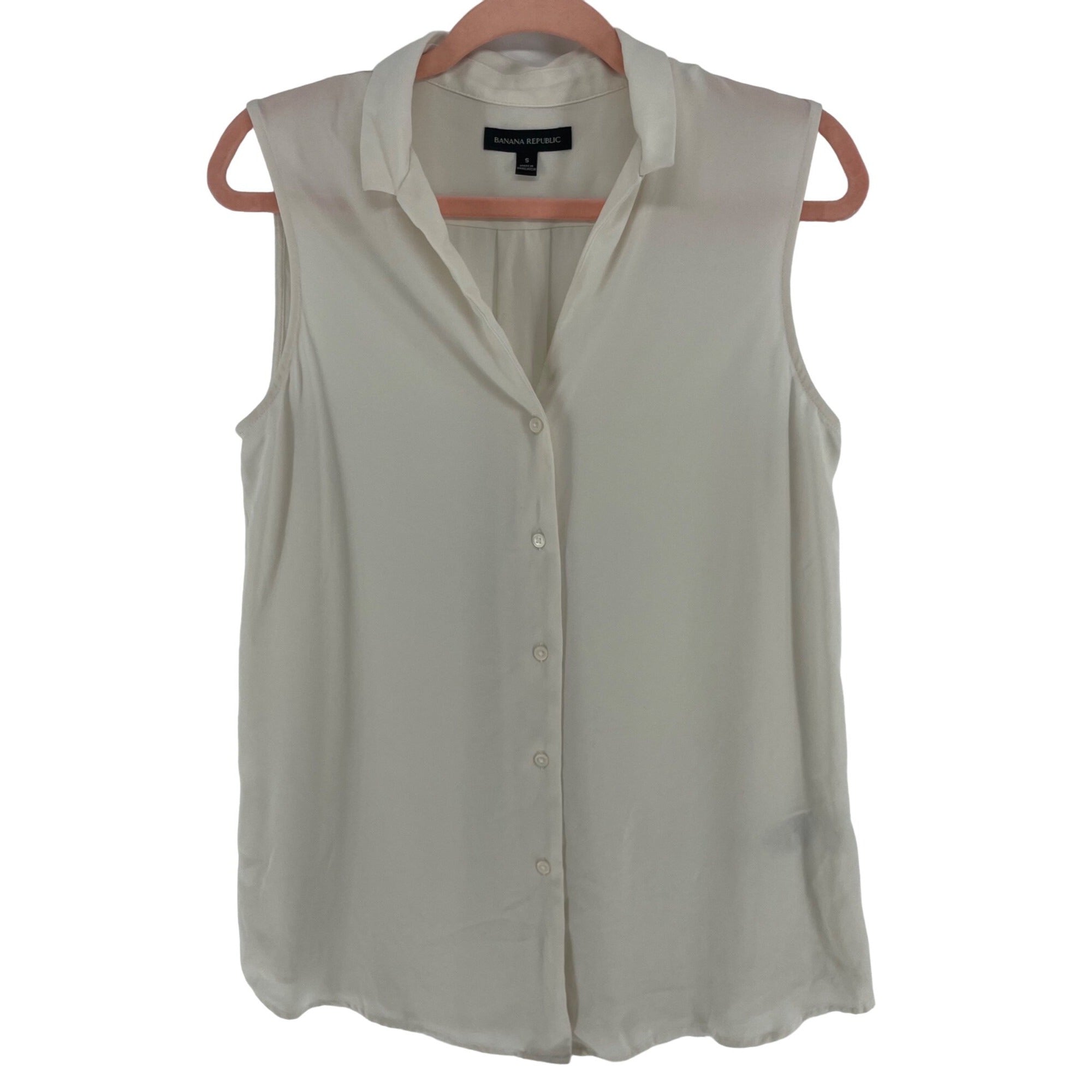 Banana Republic Women's Size Small Cream Button Down Sleeveless Top