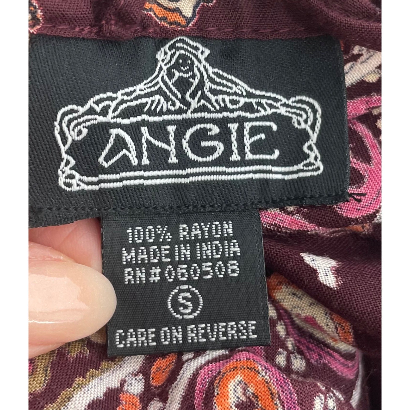 Angie Women's Size Small Maroon/Orange/Fuchsia/Olive Paisley Print Romper