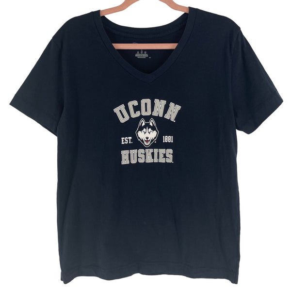 Champion Women's Size Large Navy Blue/White Uconn Huskies V-Neck T-Shirt