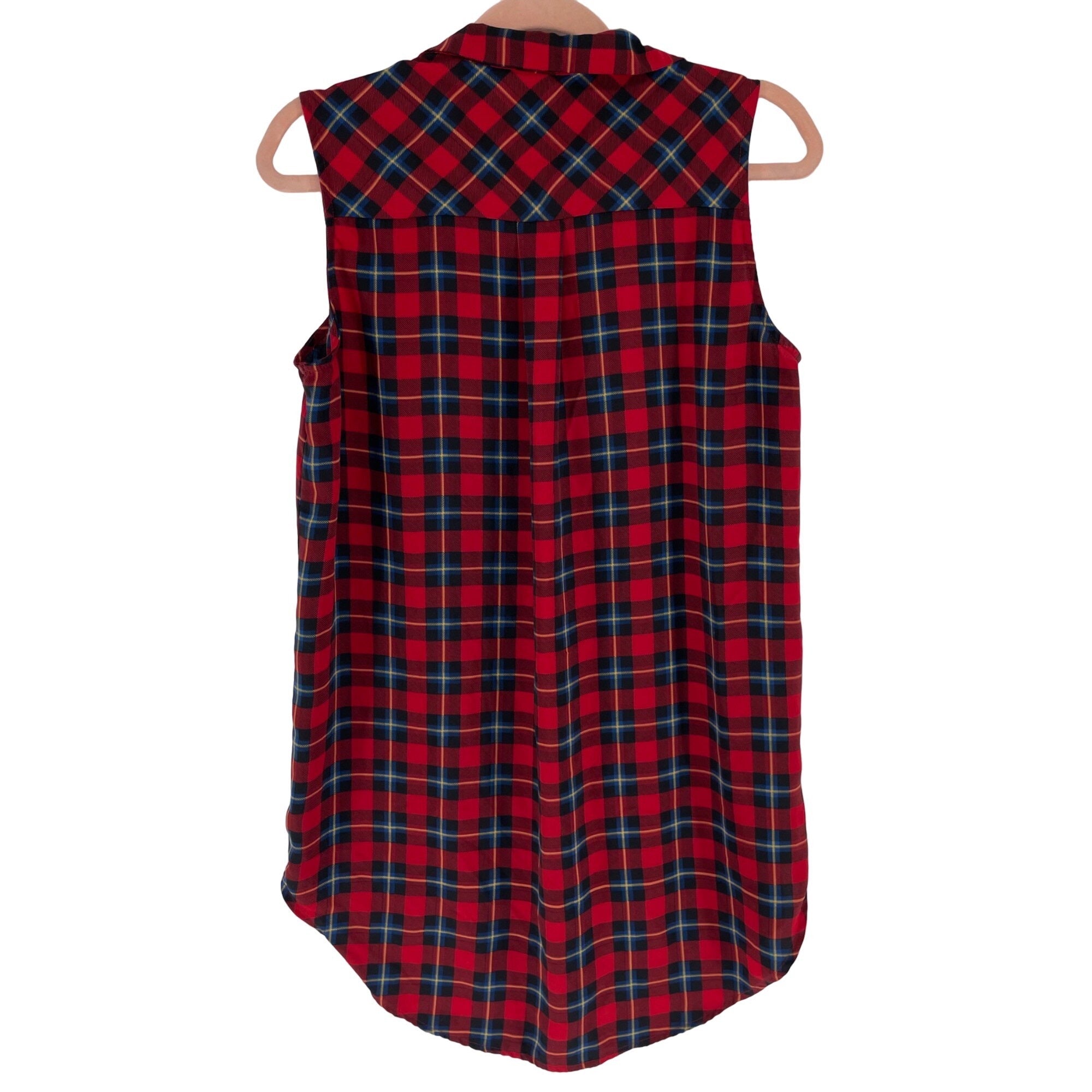 Lumiere Women's Size Medium Red/Navy/Black/Yellow Plaid Tank Top