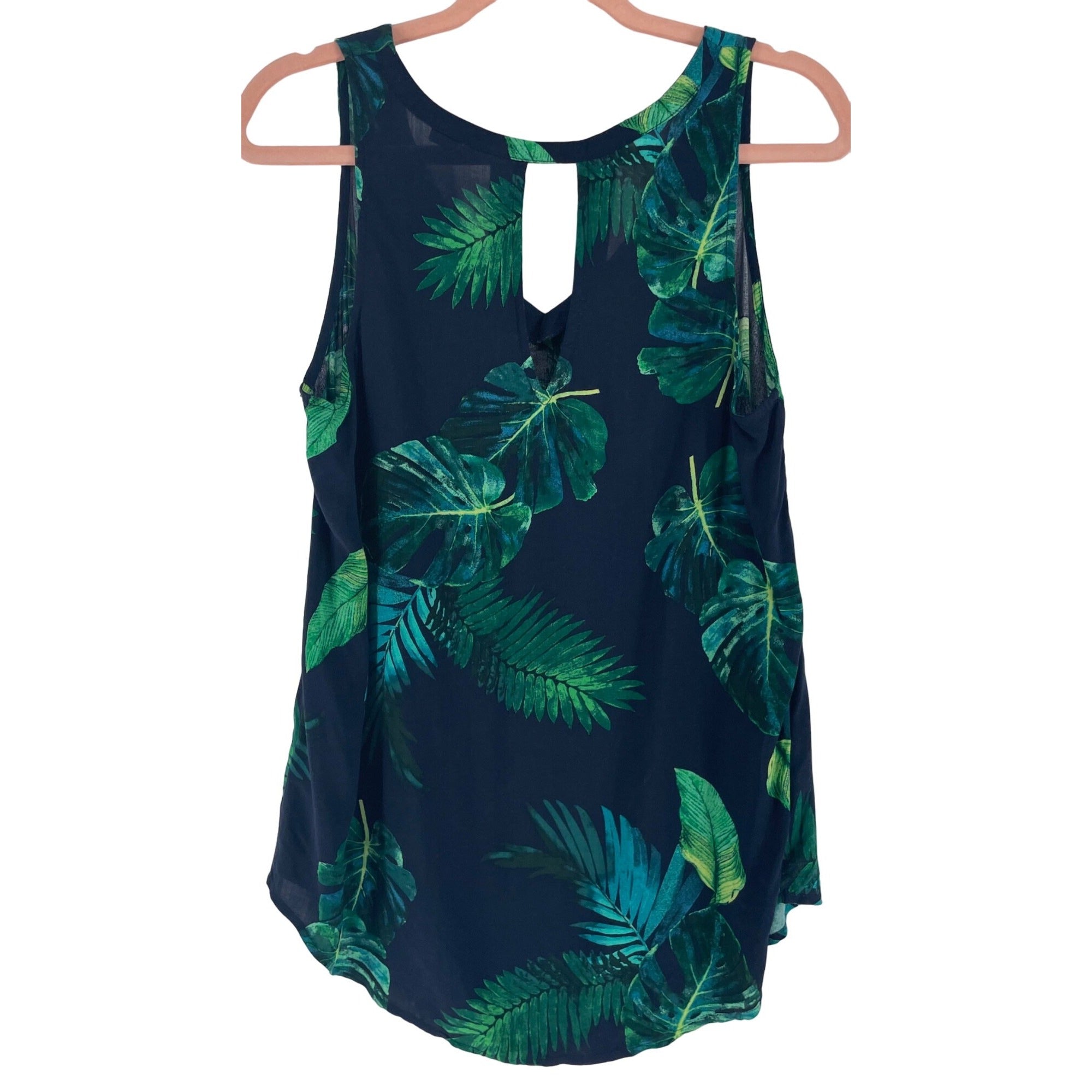 Old Navy Women's Size Medium Navy/Teal/Green Tropical Sleeveless Tank