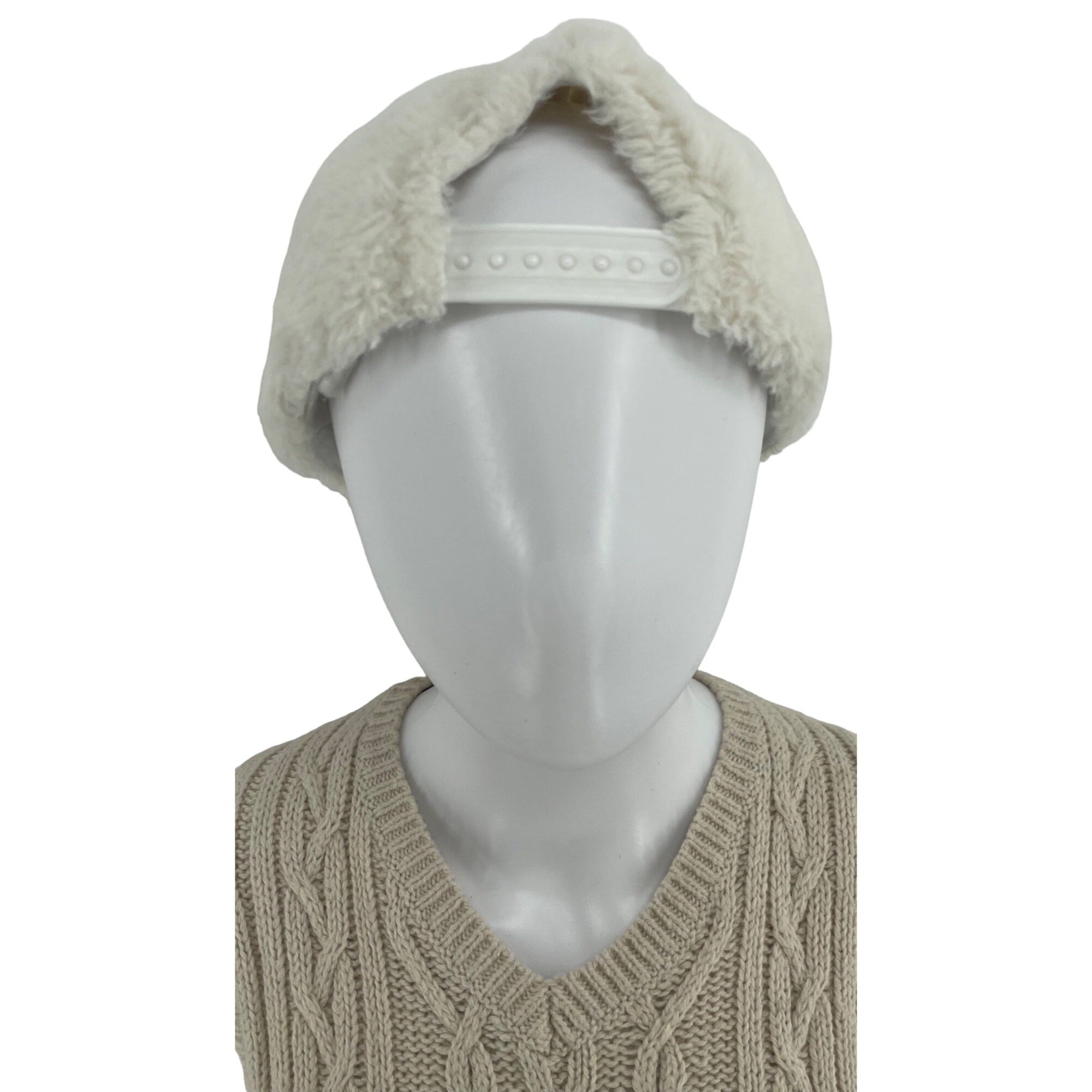 Primark Women's Cream/Off-White Faux Fur Baseball Cap W/ Adjustable Strap