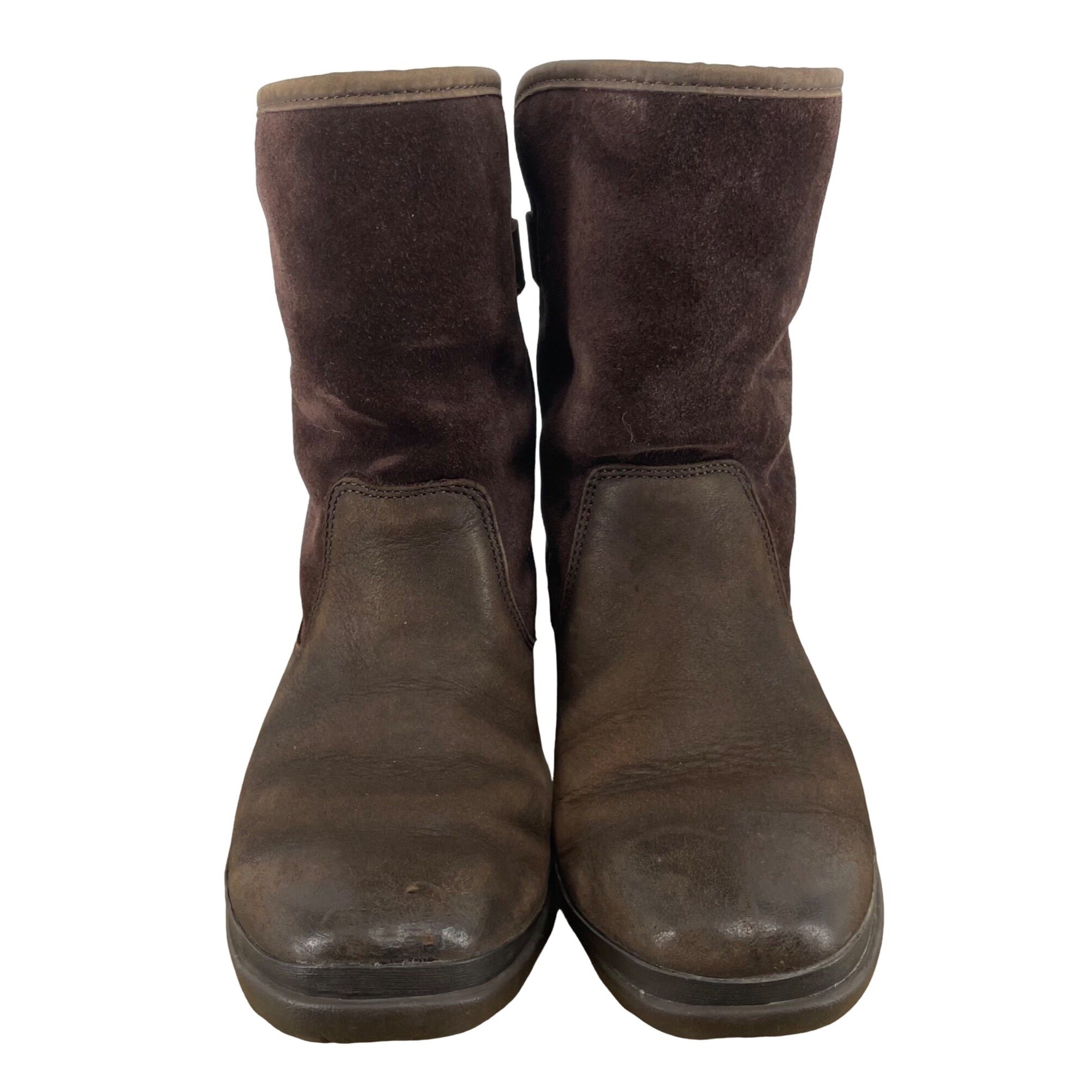 Ugg Women's Size 6 Brown Suede & Leather Boots W/ Shearling Lining