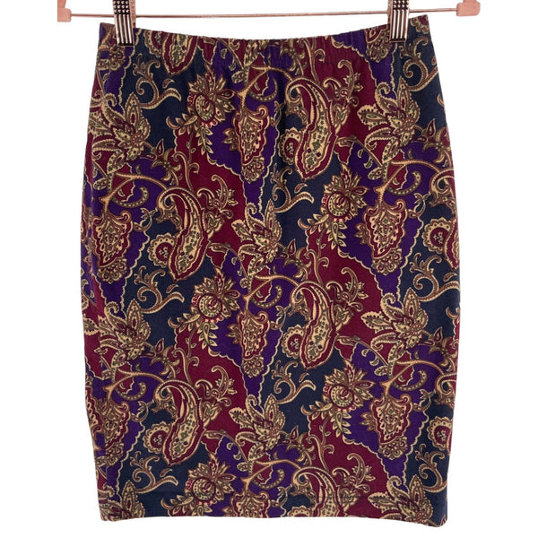 Clifford & Willis Women's Size Medium Maroon & Multi-Colored Paisley Bodycon Pencil Skirt