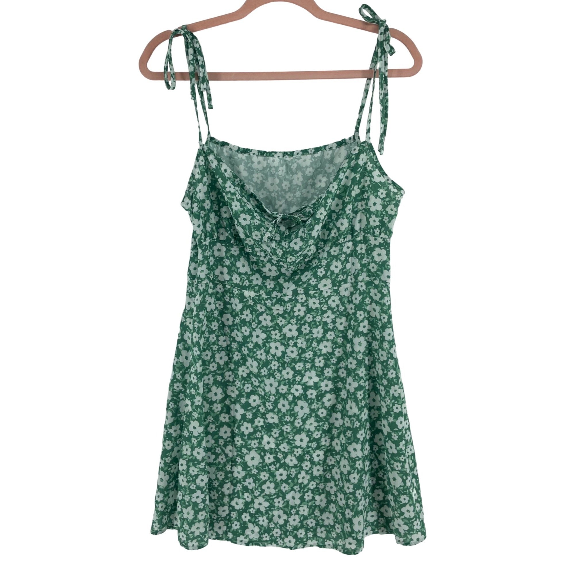 NWOT Cupshe Women's Size Medium Green & White Floral Spaghetti Strap Midi Dress