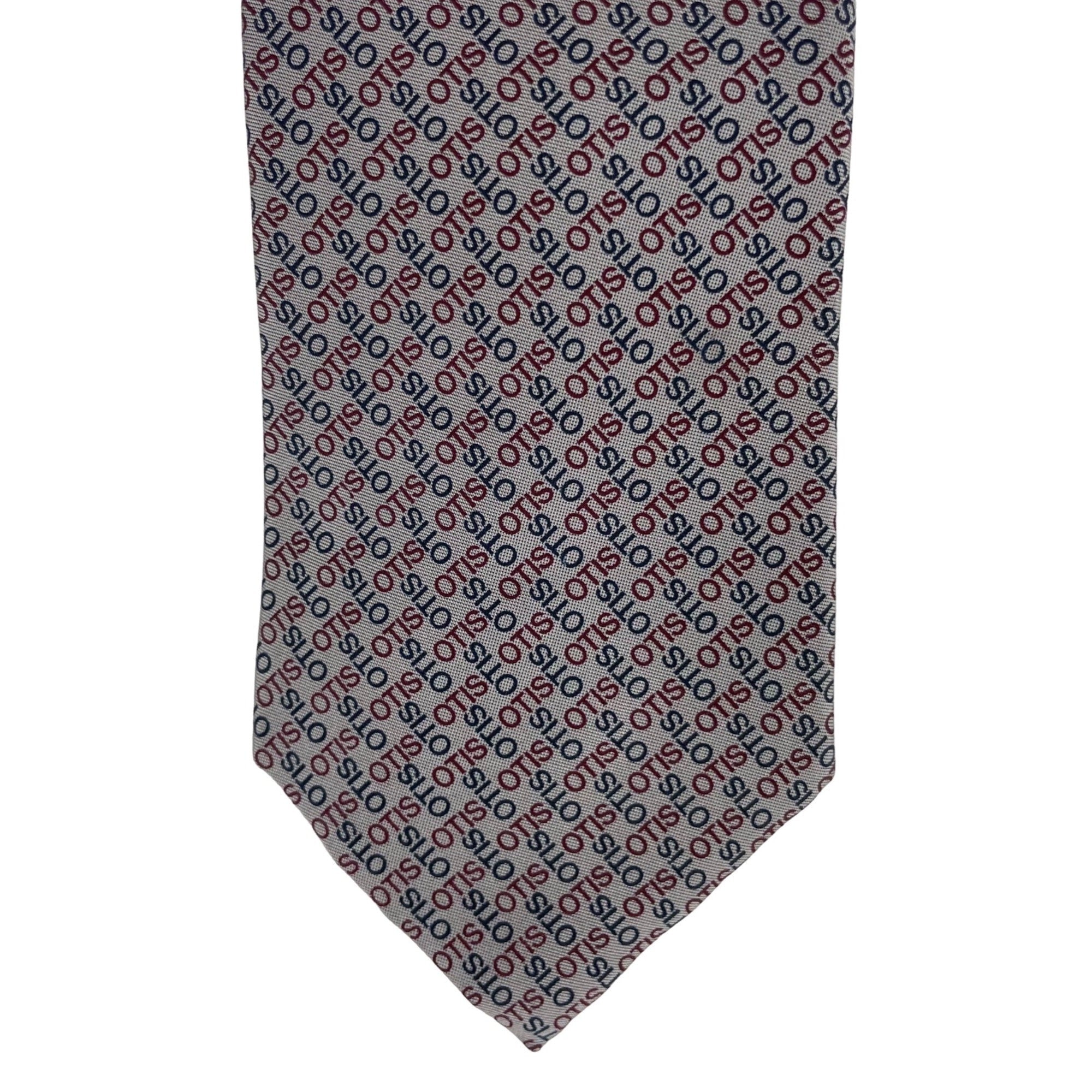 Huddersfield Men's Silver, Maroon & Navy Otis Logo Silk Dress Tie