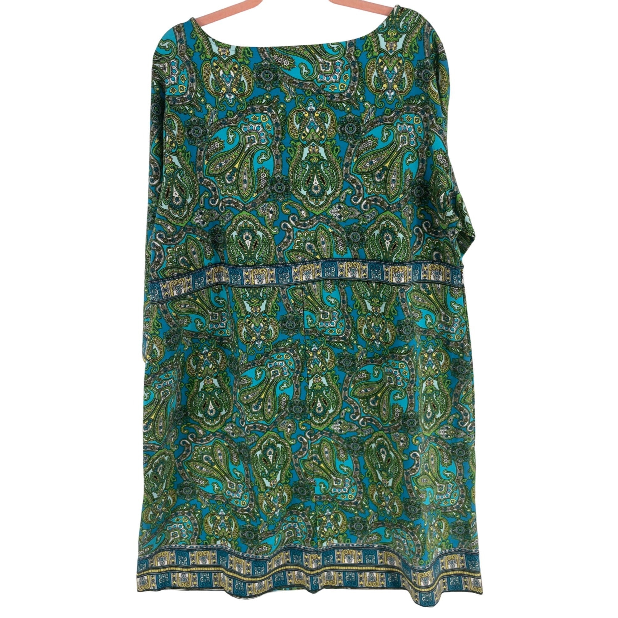 NWT Talbot's Women's Size 22W Teal/Green/White/Yellow Paisley Shift Dress