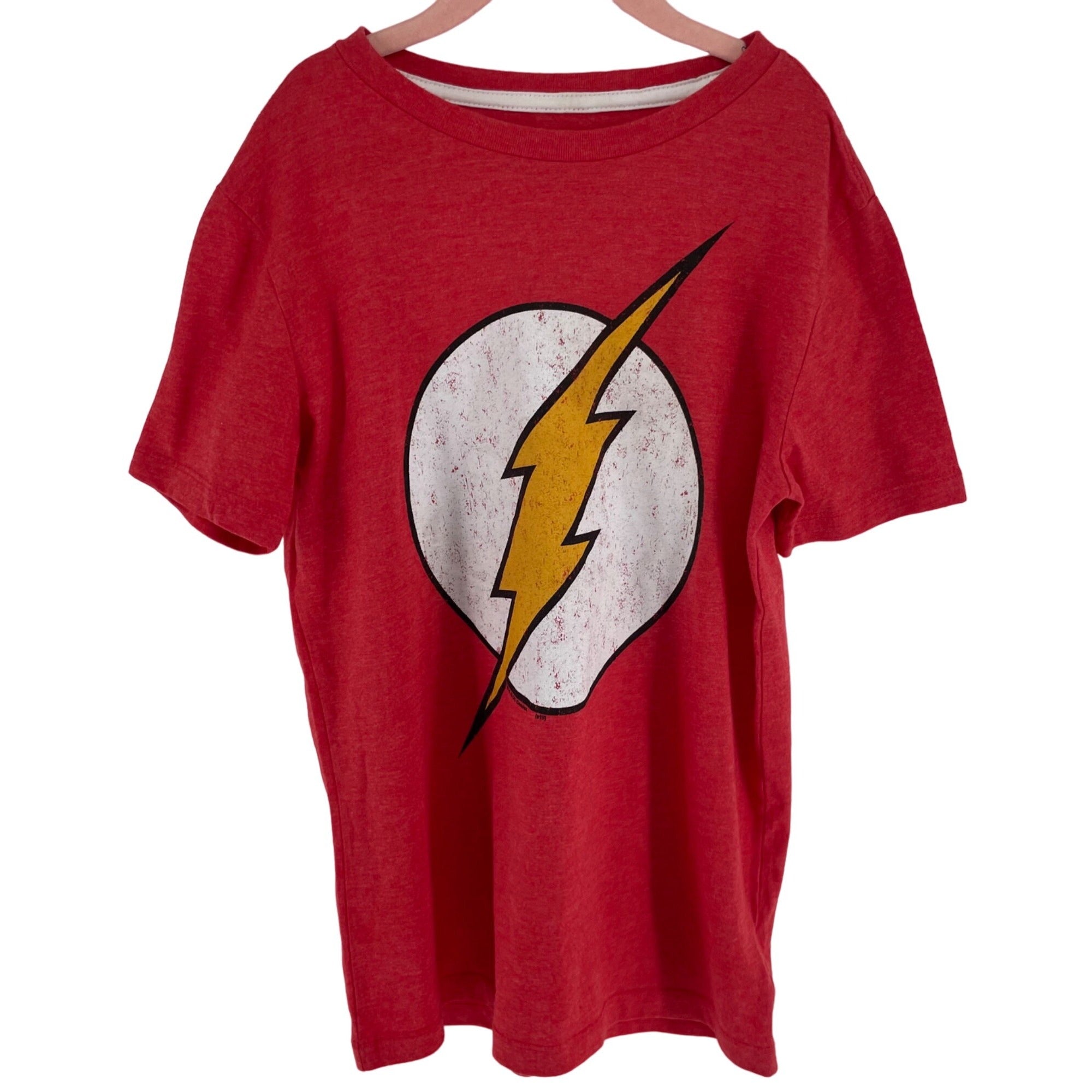 Old Navy Boy's Size Large Red, Yellow & White Lightning Bolt Crew Neck T-Shirt