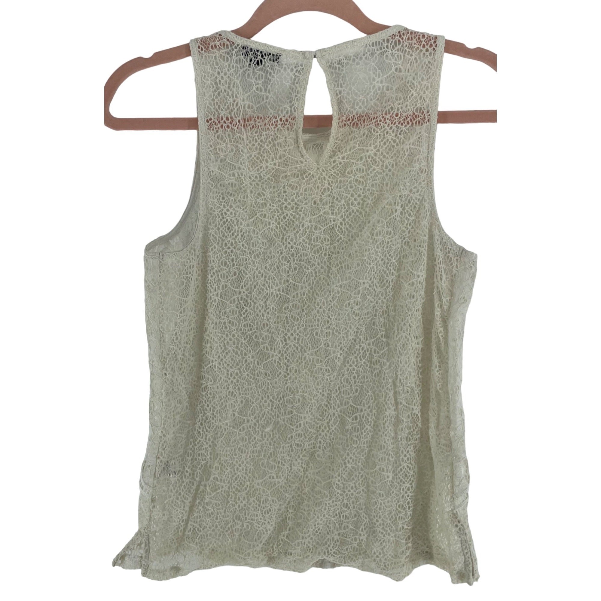 Express Women's Size Medium Cream Sheer Lace Sleeveless Top