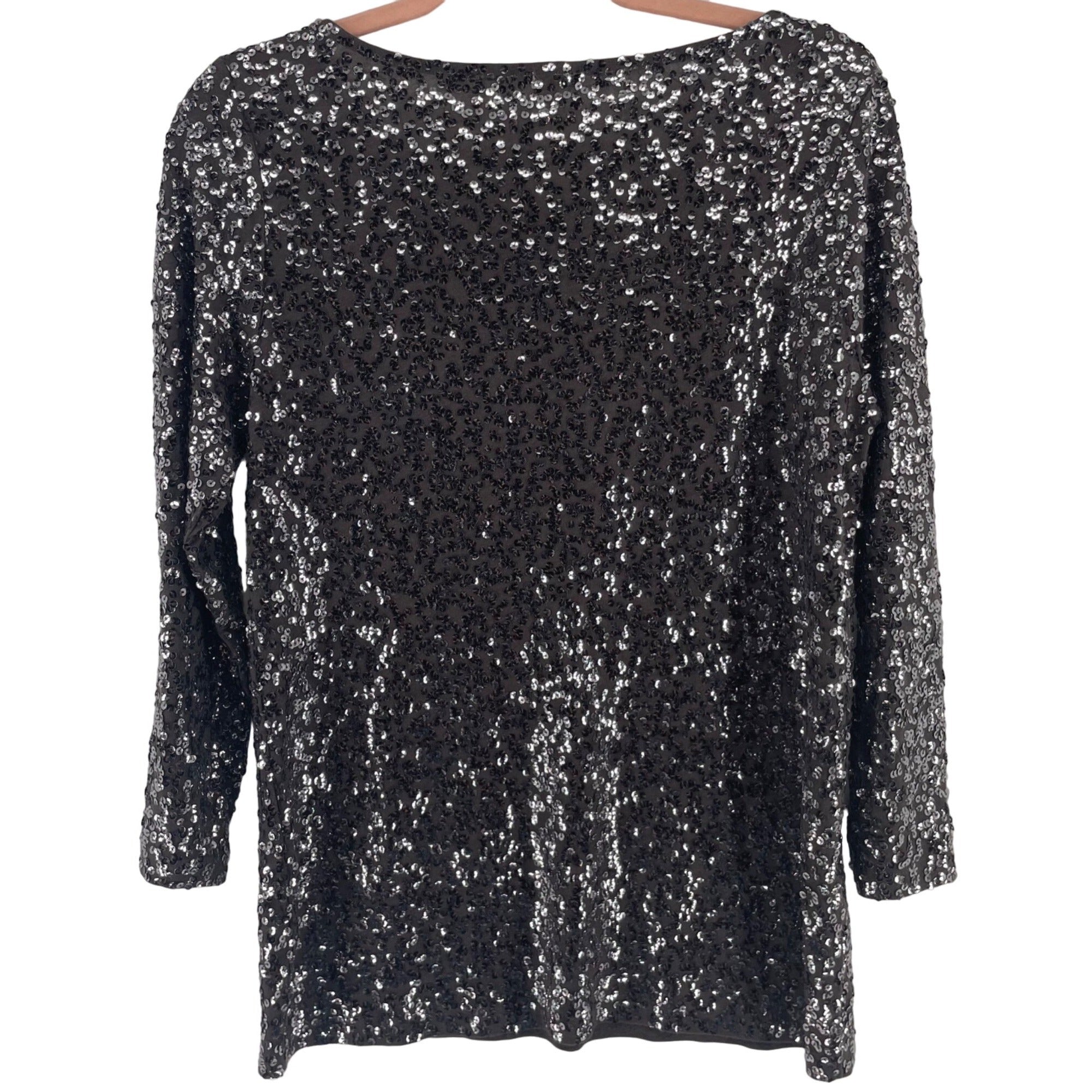 J. Crew Women's Size Large Grey Long-Sleeved Sequin Top