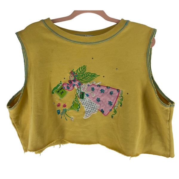 The Quacker Factory Women's Size XL Yellow Fairy Joy Sleeveless Crop Top
