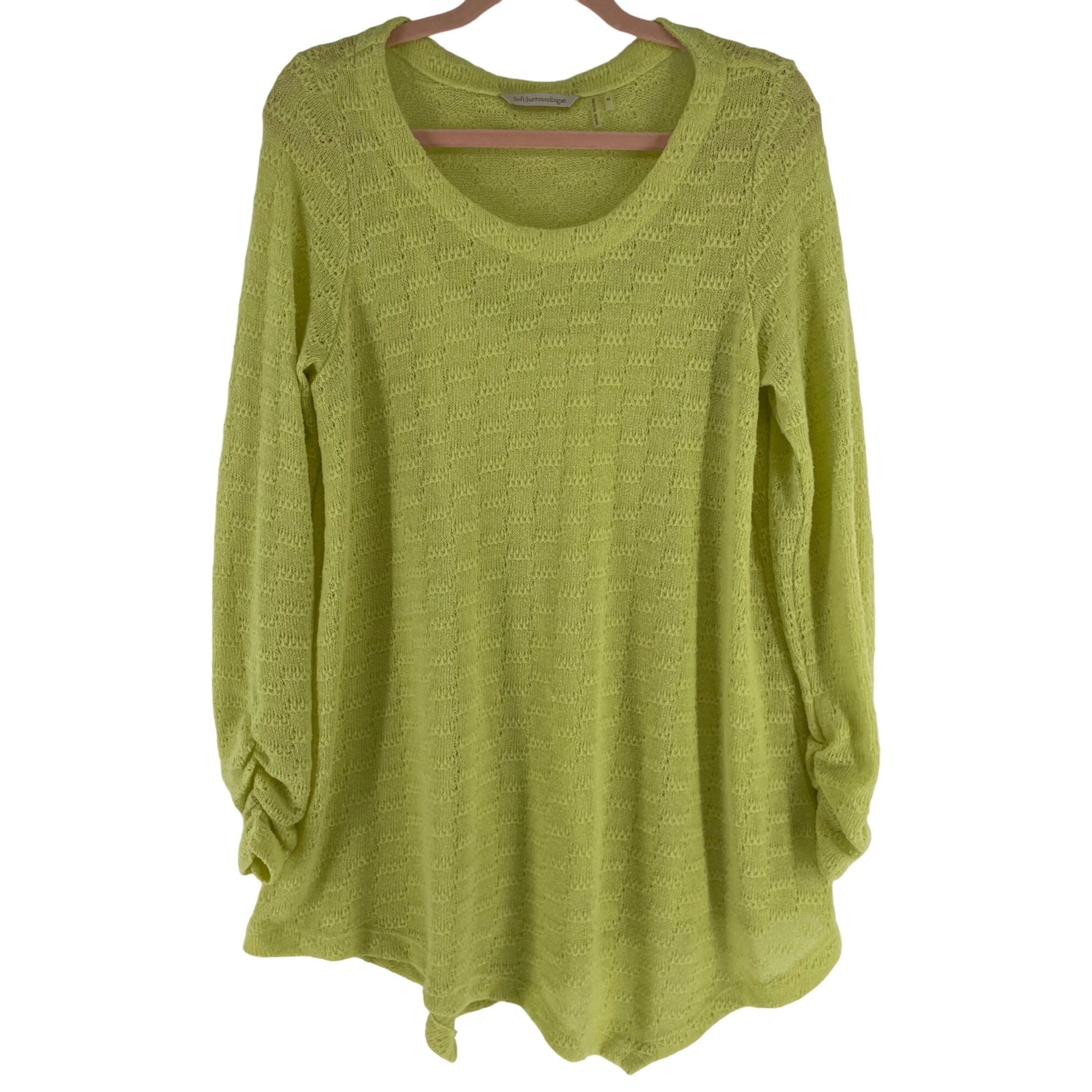 Soft Surroundings Women's Size Medium Chartreuse Yellow Knit Sweater Dress