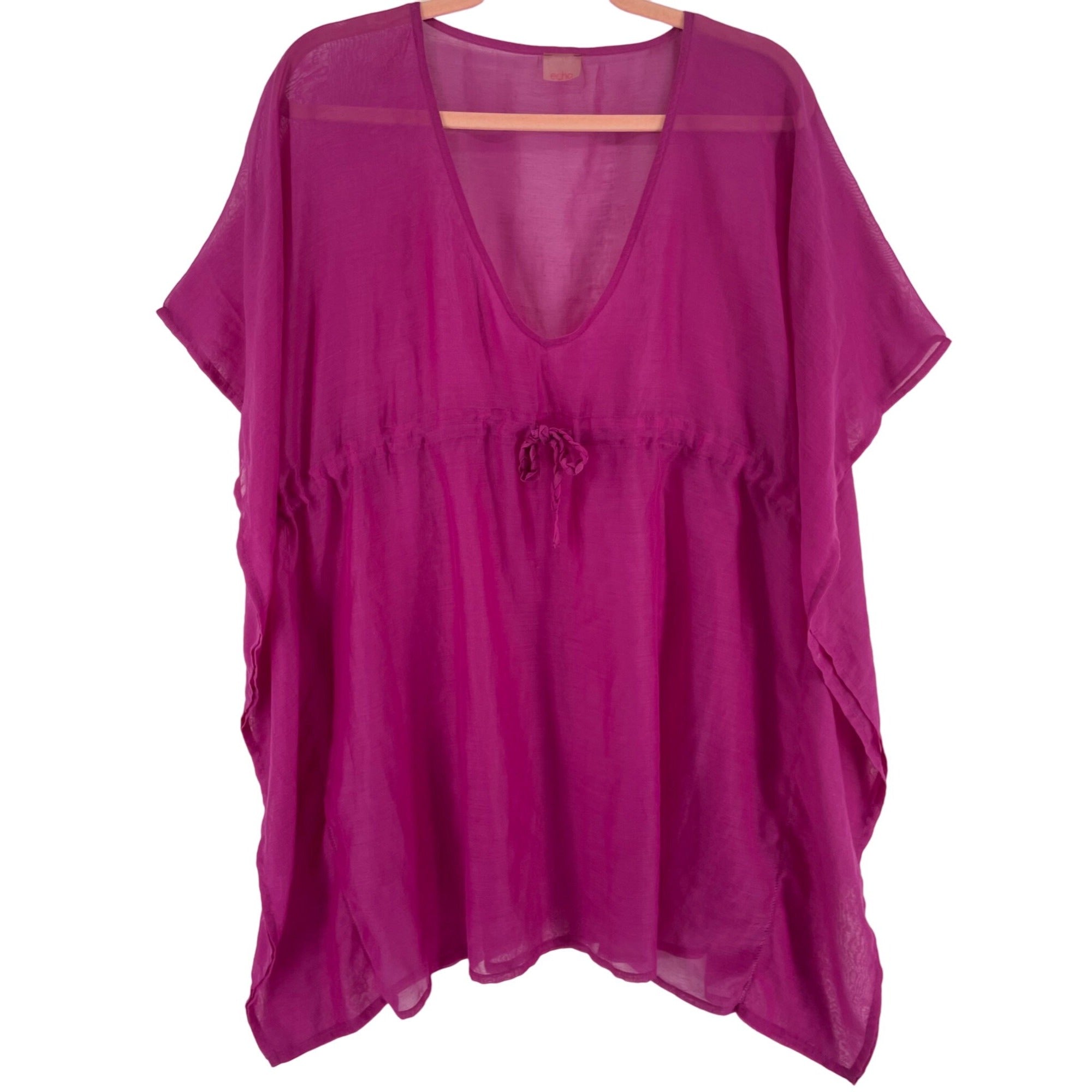 Echo Women's Size XXL Magenta/Fuchsia V-Neck Sheer Beach Cover-Up