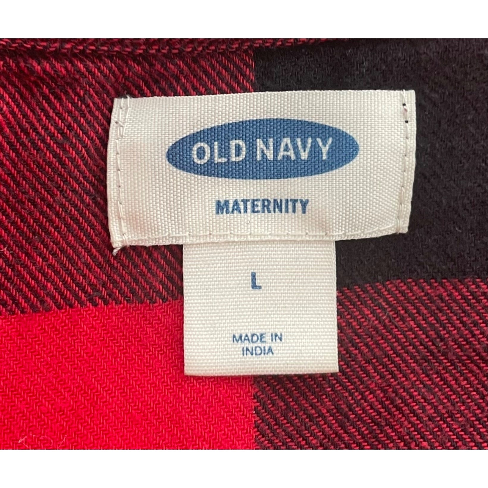 Old Navy Maternity Women's Size Large Red & Black Checked Flannel Button-Down